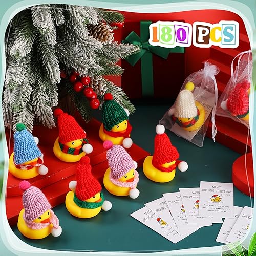 Miniatura 3 de Merry Mini patos de goma con bufanda y sombreros con tarjeta de pato, bolsas de organza a granel para regalo de agradecimiento para cruceros,