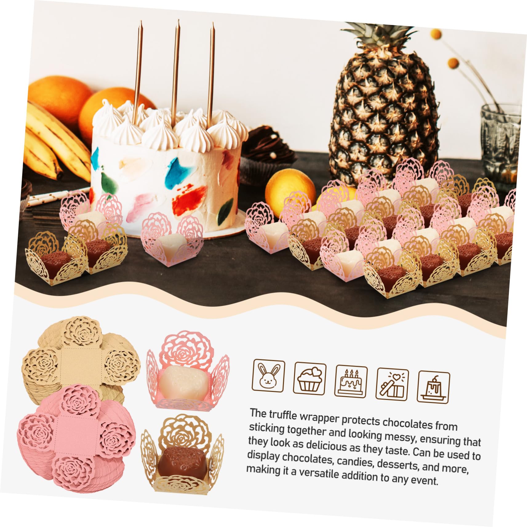 PRETYZOOM 4 Juegos Estallido Vajilla Junta Transatlántico Bol Decoración Fiesta Decoración Cumpleaños Paleta Chocolatinas Suministro De Fiesta Pequeñas Tazas De Chocolate Papel 100 Uds * 4