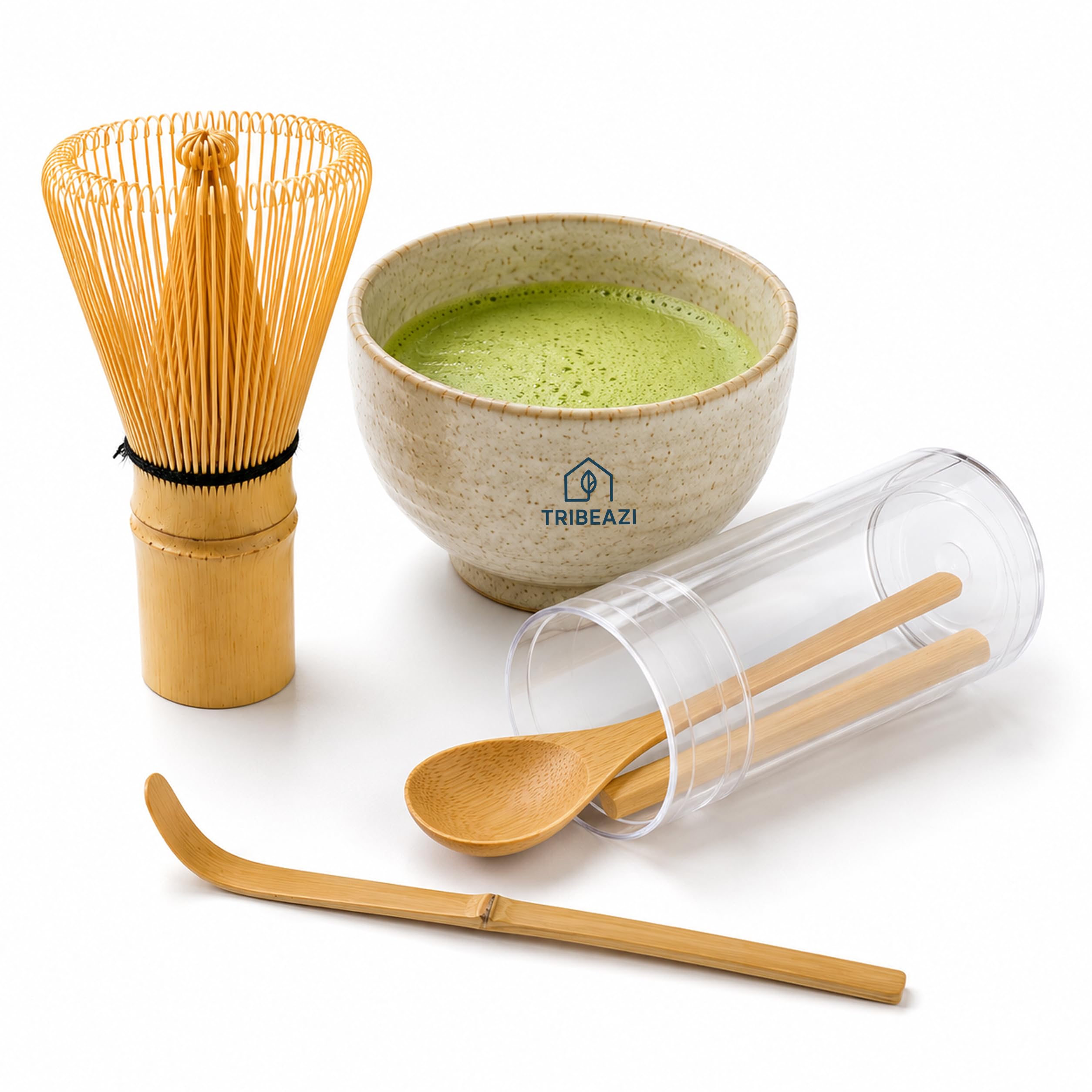 Bamboo Matcha Whisk Set Japanese Matcha Tea Ceremony Kit with 100-Prong Bamboo Chasen, Matcha Bowl, Bamboo Scoop, Whisk Holder & Tea Spoon Traditional Green Tea Making Set for Home & Café-image-27