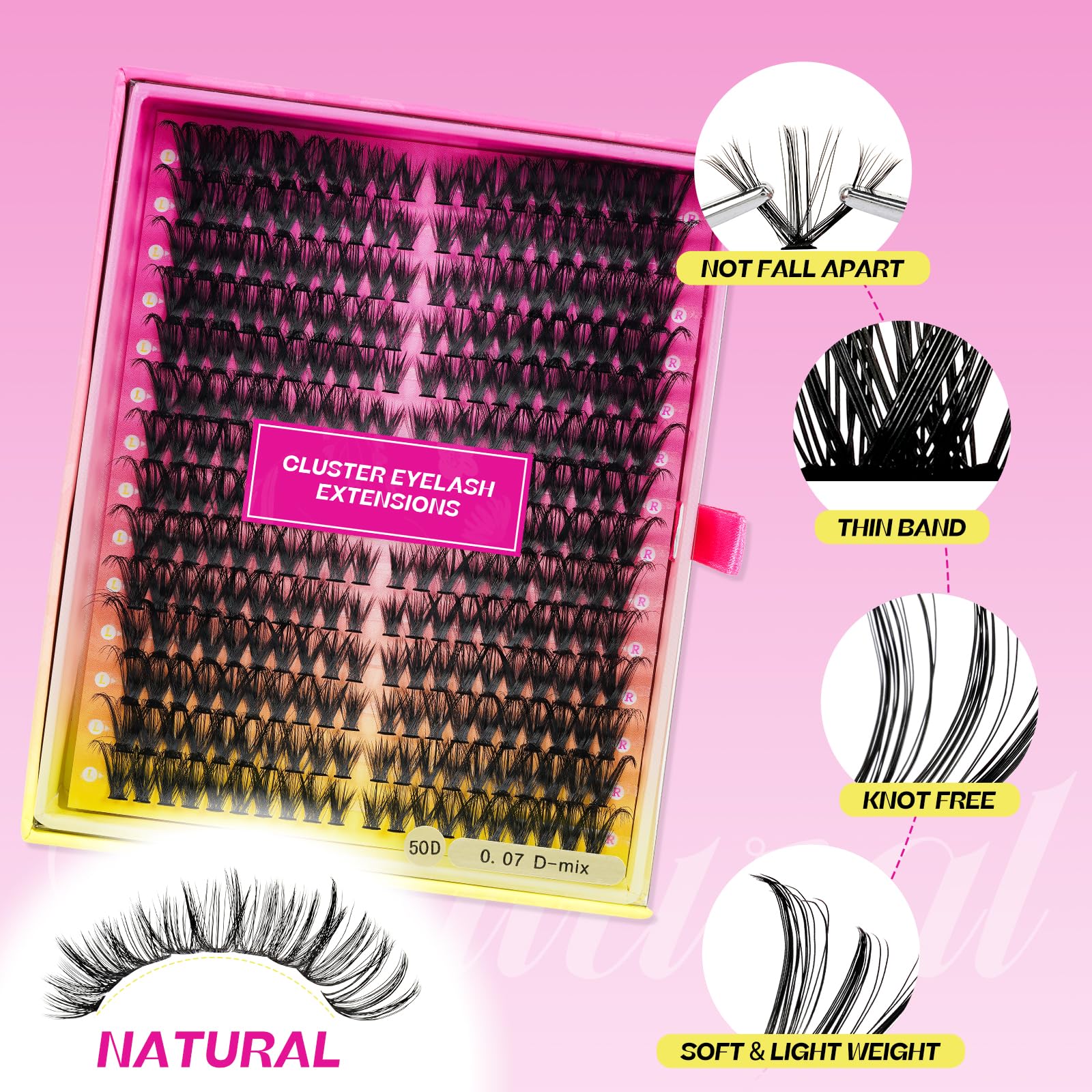 Extension Ciglia 280 Pezzi Ciglissime Lash Cluster,Ciuffi Ciglia Finte Naturali,Fake Eyelashes, Ciglia Singole 40D D Curl Diy Eyelash Extension,Ciuffetti Extension Ciglia(40D, 9-18mm Mix)