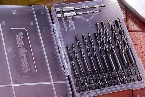 Miniatura 5 de NordWolf Juego de 12 brocas métricas para mampostería con vástago hexagonal de 14 pulgadas, punta de carburo para hormigón, ladrillo, bloque y