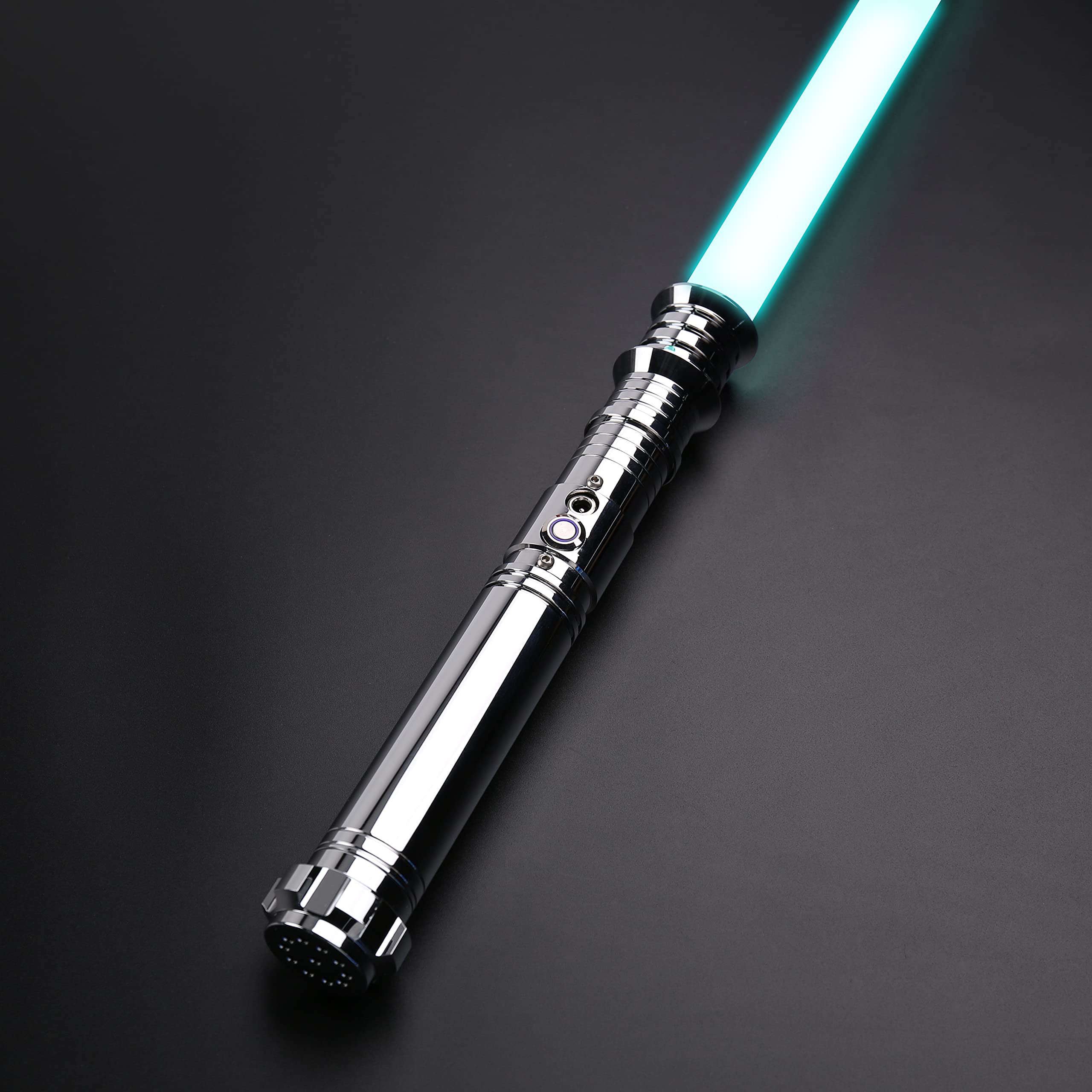 RGB Lightsaber 12 Colors Force FX Light Saber of Metal Aluminum Hilt Lightsabers with 6 Realistic Sound Fonts Flash on Clash with 1 inch Blade-Gold (TS008)