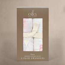 Oilo Premium Jersey Swaddle Blanket Set, Breathable Organic Cotton 4-Way Stretch Jersey, Soft Large Receiving Blanket 46" x 46", 2-Pack, Girl, Boy, Neutral Design, Prim Floral & Butterfly