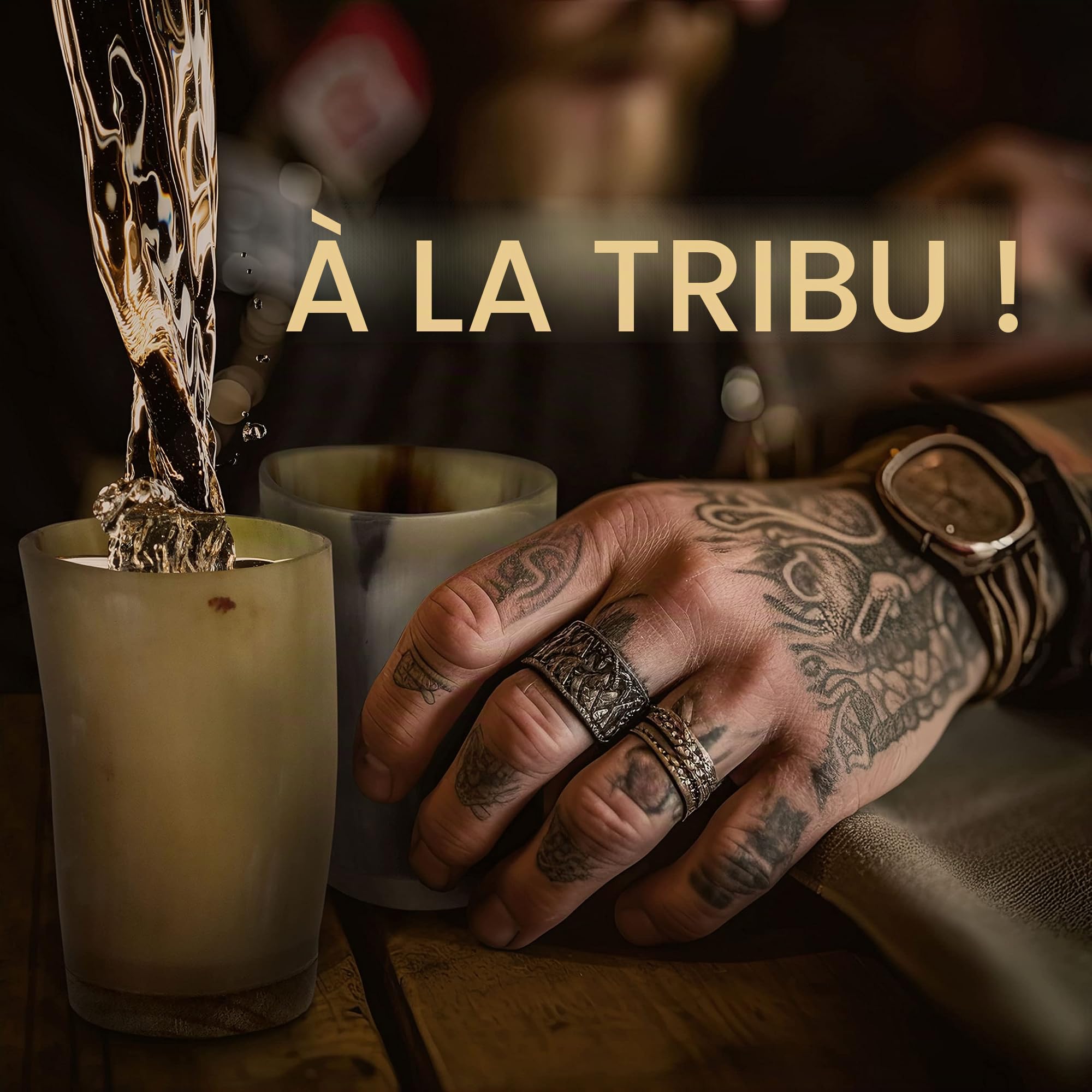 VIKING CRAFT Lot de 6 Gobelets en Corne à Boire - 80 ml + Décapsuleur - Décoration et Cadeau Viking pour Hommes et Femmes, Article de Fan