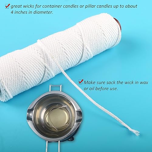 Miniatura 7 de MILIVIXAY Paquete de mecha cuadrada trenzada de 45 capas mechas de algodón de carrete de 200 pies, 200 pestañas de soporte de mecha de vela