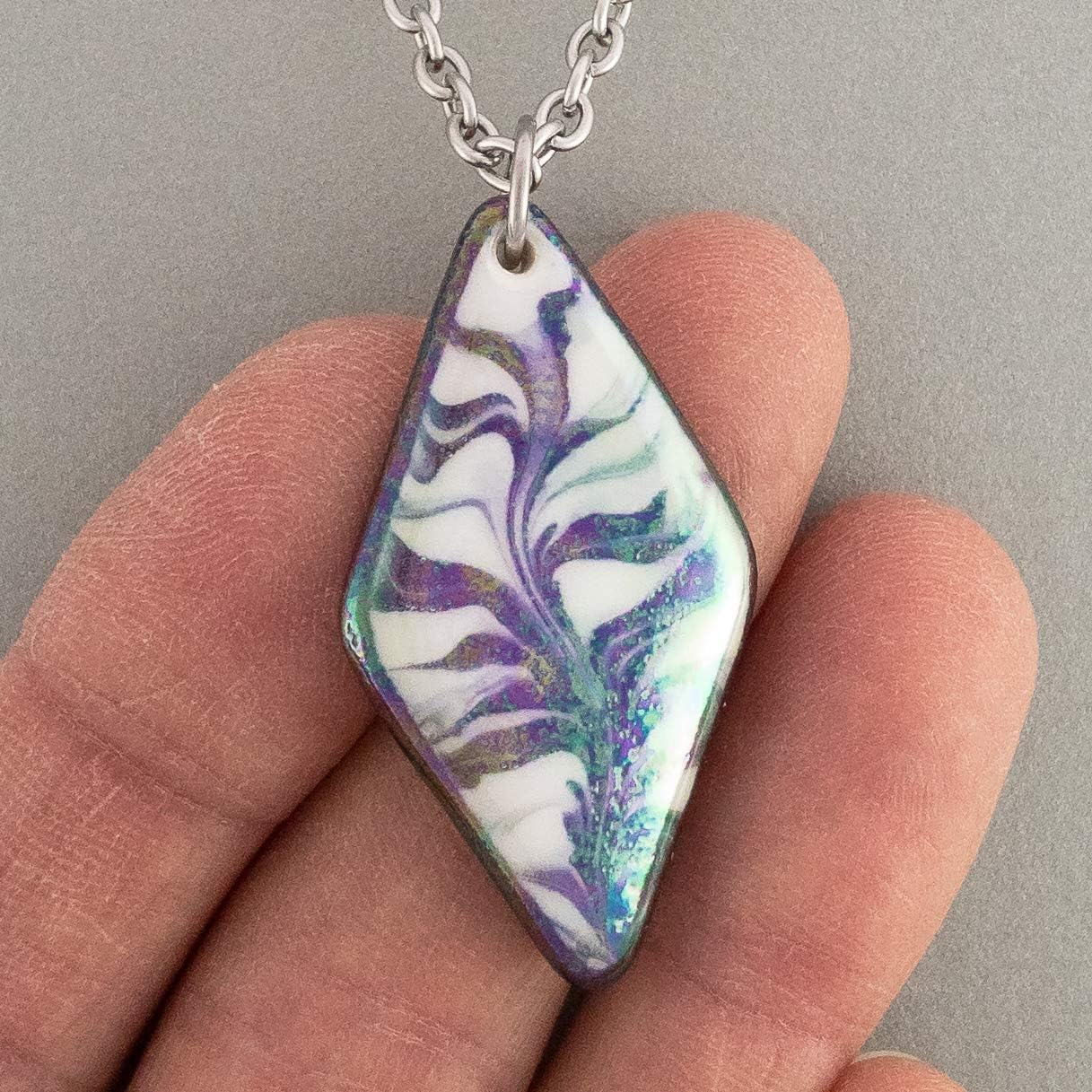 Black & White Pendant Necklace, Lightweight Porcelain-Gift for Wife or Husband- Unisex - Image 4