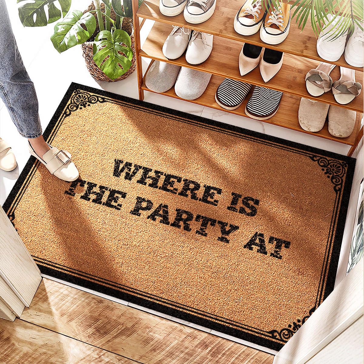 Paillasson personnalisé Where Is The Party At 65x90cm le cadeau de pendaison de crémaillère