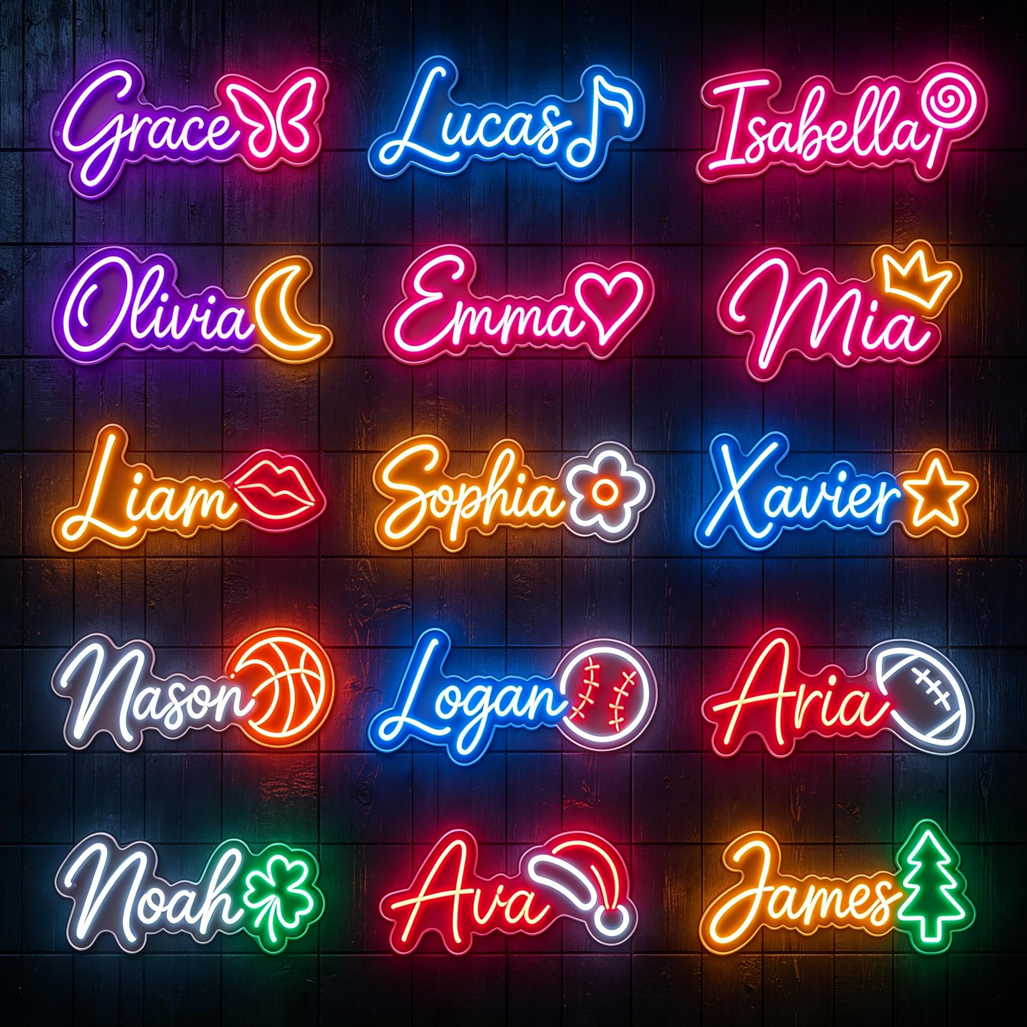 Personalized LED Name Sign for Room - Cute Pastel Acrylic Neon Light with Music Note Lollipop Moon Shapes - Custom Text Night Light for Bedroom Birthday Gifts โ image 1
