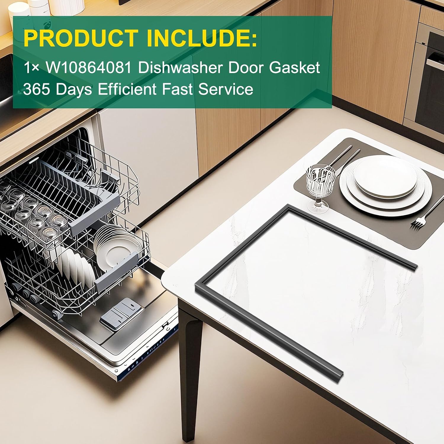 Upgraded W10864081 Dishwasher Tub Gasket Door Seal Replacement Compatible with Kenmore, KitchenAid, Maytag, Whirlpool Dishwasher Door Gasket Seal W10179427 W10835073 W10864081 Dishwasher Tub Seal