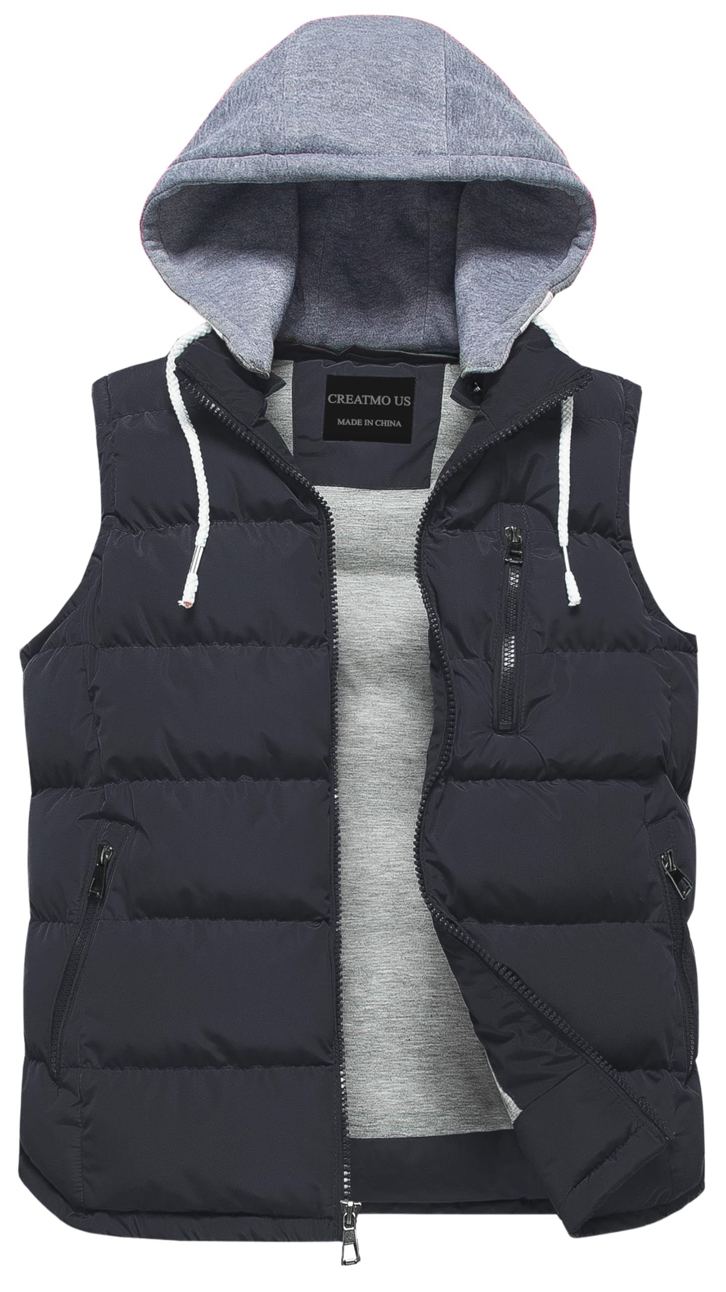 creatmo us Men's Outdoor Winter Vest Outerwear Removable Hooded Padded Puffer Sleeveless Vest-picture-58