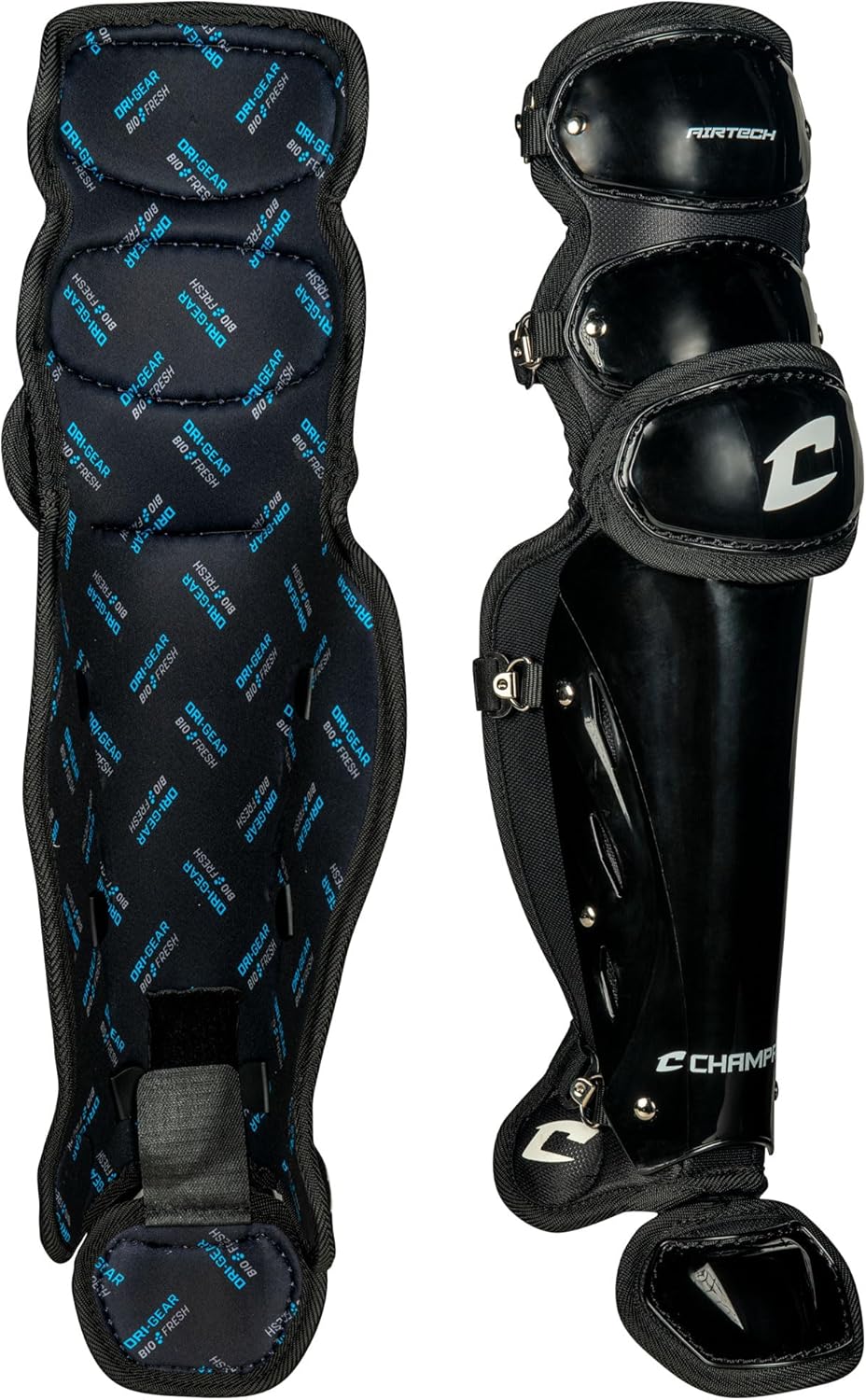 CHAMPRO mens Compact Pro Plus Umpire Leg Guard, BLACK, 17 Length US