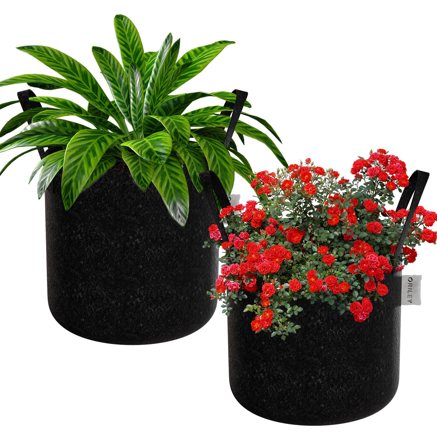 ORILEY Non Woven Fabric Grow Bags with Handle UV Treated Gardening Pots Terrace Indoor Outdoor (Black, Round, 400 GSM 18 x 18 inch Pack of 2) (B0BX35GC18) Amazon Price History, Amazon Price Tracker