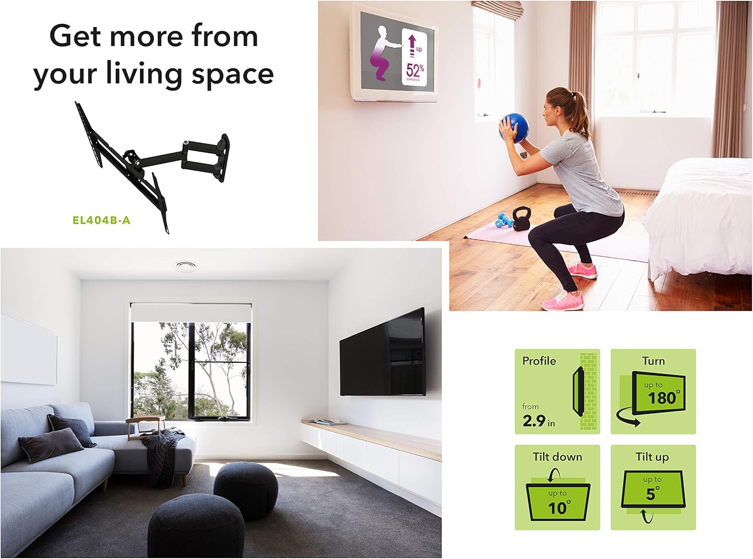 Black Friday - 70% OFF AVF EL404B-A Multi Position, Full Motion, Long Extension TV Wall Mount, Black, for Most 25”, 28”, 30”, 32”, 37”, 39”, 40”, 42”, 46”, 47”, 50”, 55”, Universal Bracket and VESA 50x50 to 400x400