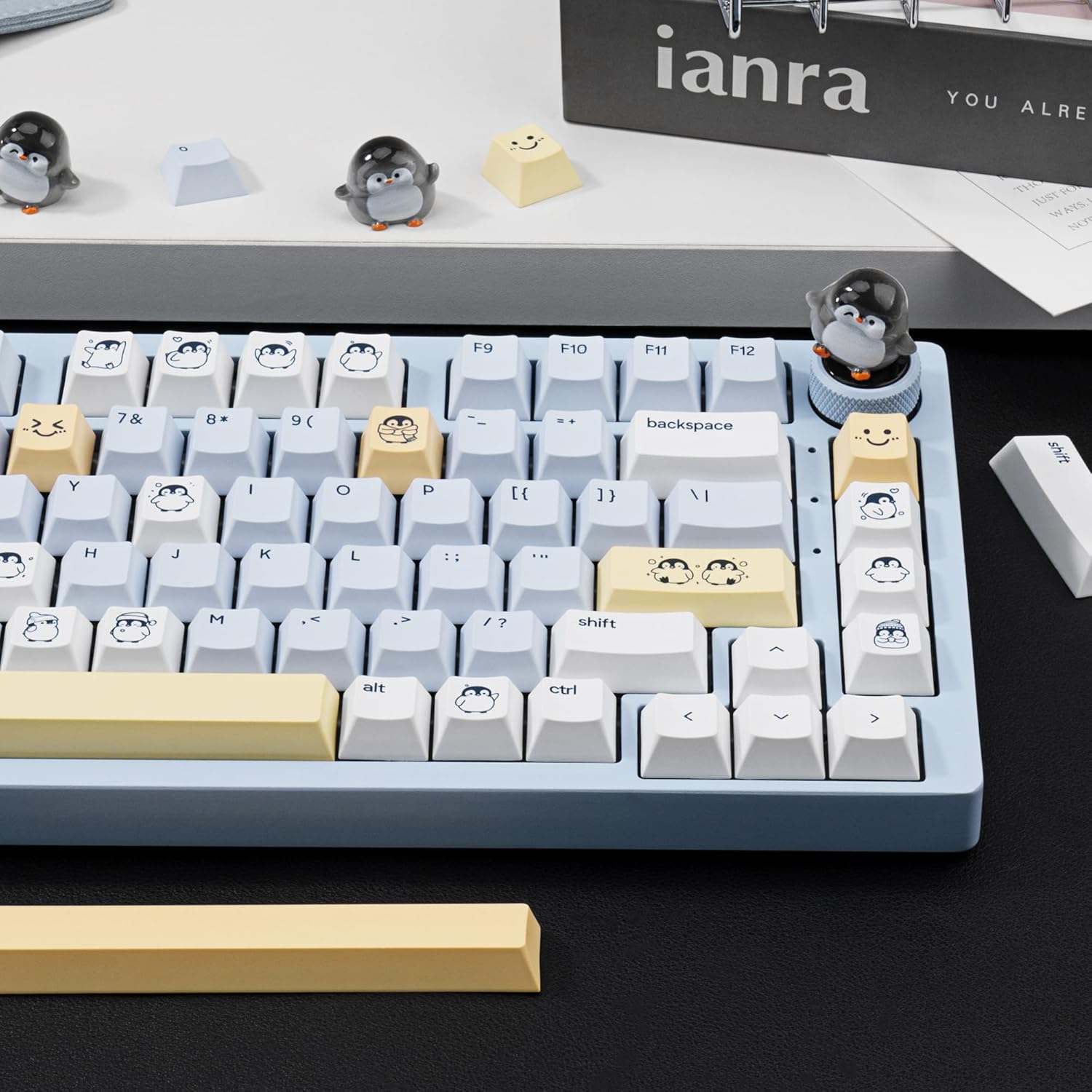 Little Penguin PBT Keycaps (134 Keys)-Dye-Sublimation Cherry Profile Custom Key Caps, Durable Keycap Set for Cherry MX Switches Mechanical Gaming Keyboards (60%/65%/75%/80%/100% Layout)