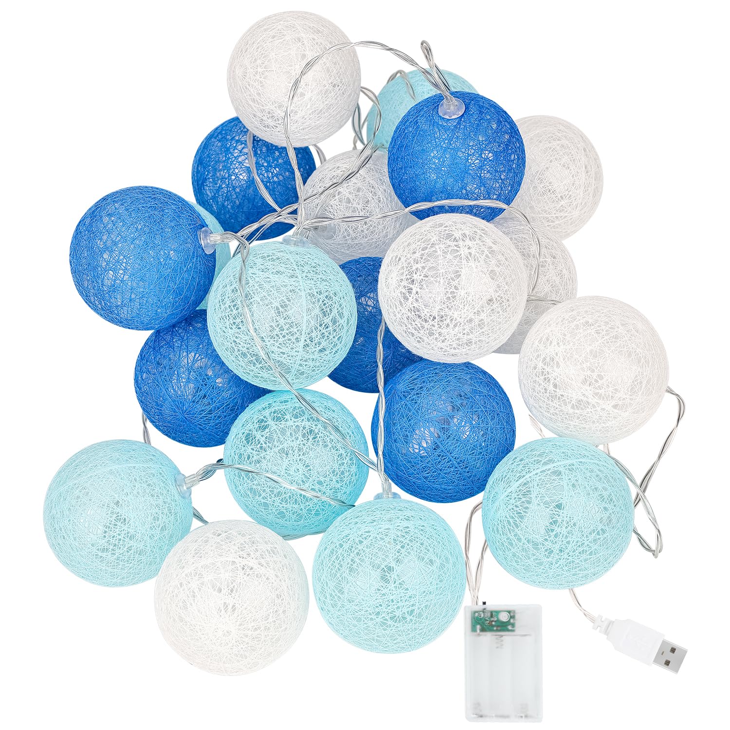 Guirlande Lumineuse LED Boules Coton - 3,5 M, USB Ou Piles - Violet, Pour Chambre, Déco - KWODE