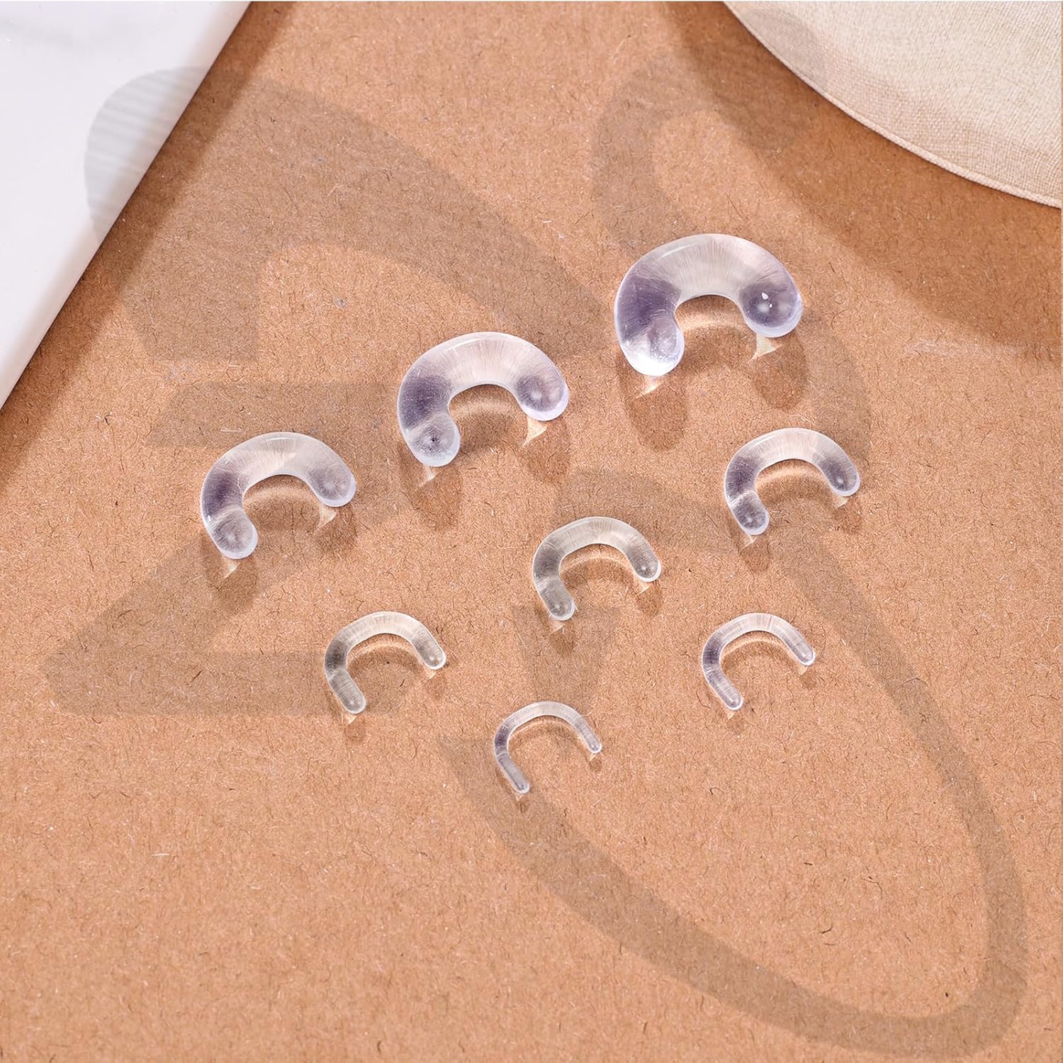 ZS U Shape Septum Retainer, Acrylic Horseshoe Nose Ring Retainer | Hypoallergenic Stretching Kit | High Polish | 16G to 2G Sizes | Multipack for Work, Sports, Surgery