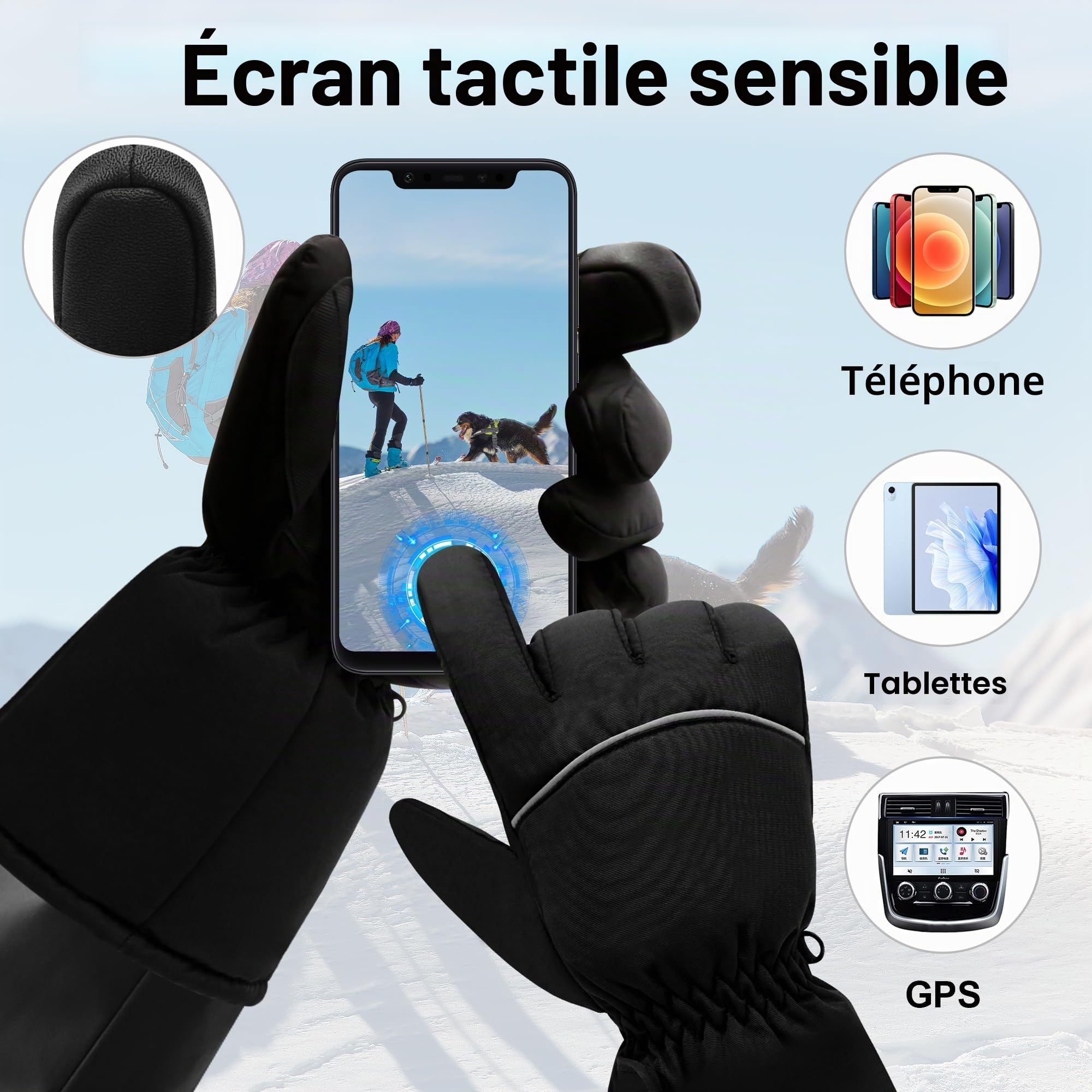 Svpro Batterie Rechargeable à écran Tactile Unisexe avec Gants Chauffants alimentés par Batterie pour la randonnée, la Chasse, la randonnée en Camping, Le réchauffement des Mains