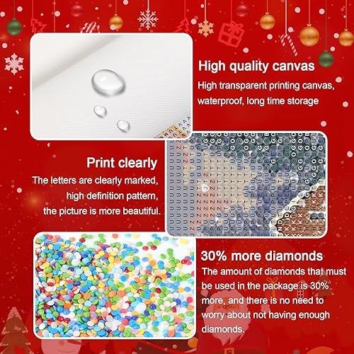 Miniatura 2 de Tontut Kit de pintura de diamantes de Navidad, kits de pintura de diamantes 5D para adultos y niños, kit de arte de diamantes de imitación de