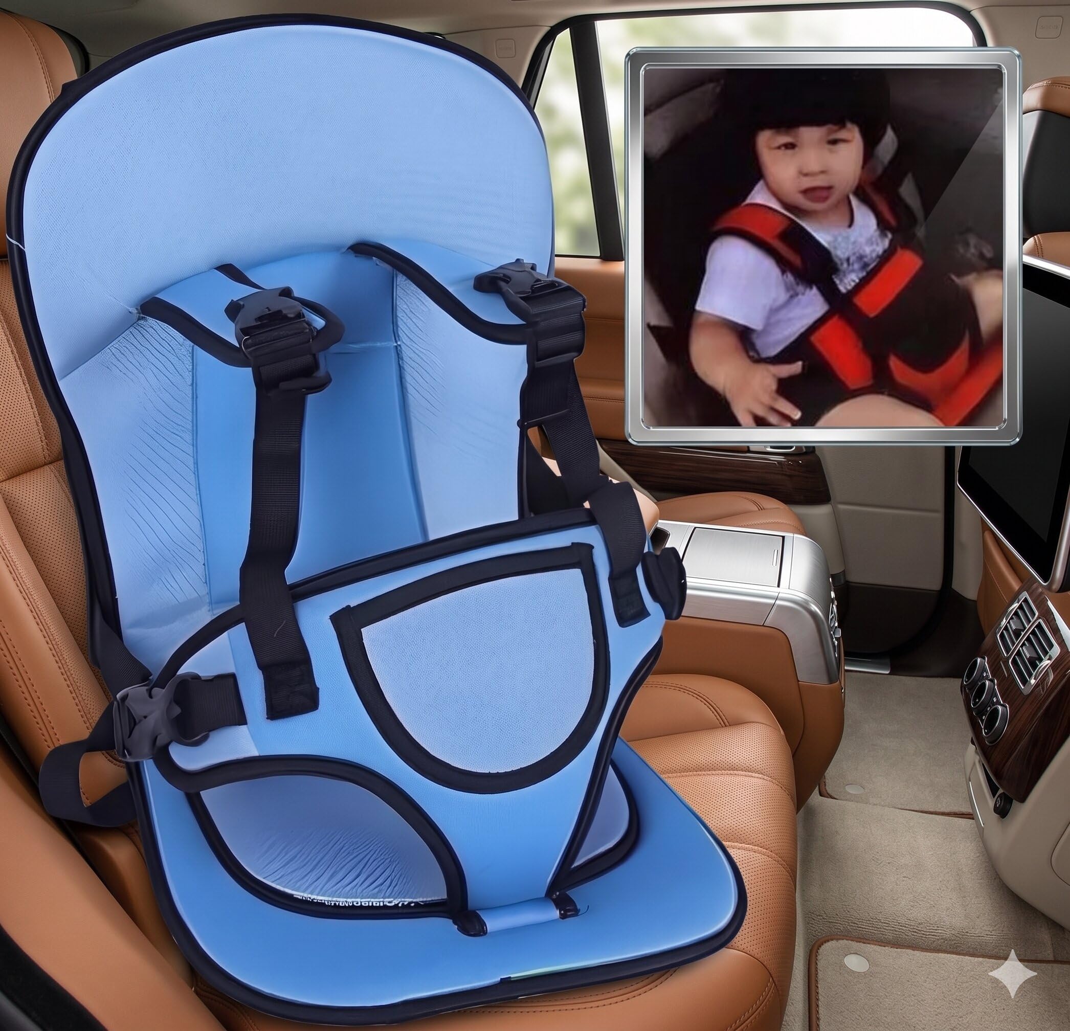 Compact Foldable Booster Seat for Cars, Breathable Cushion Support, Secure Harness System, Lightweight Portable Child Seat, Universal Vehicle Compatibility, Travel Ready-image-32