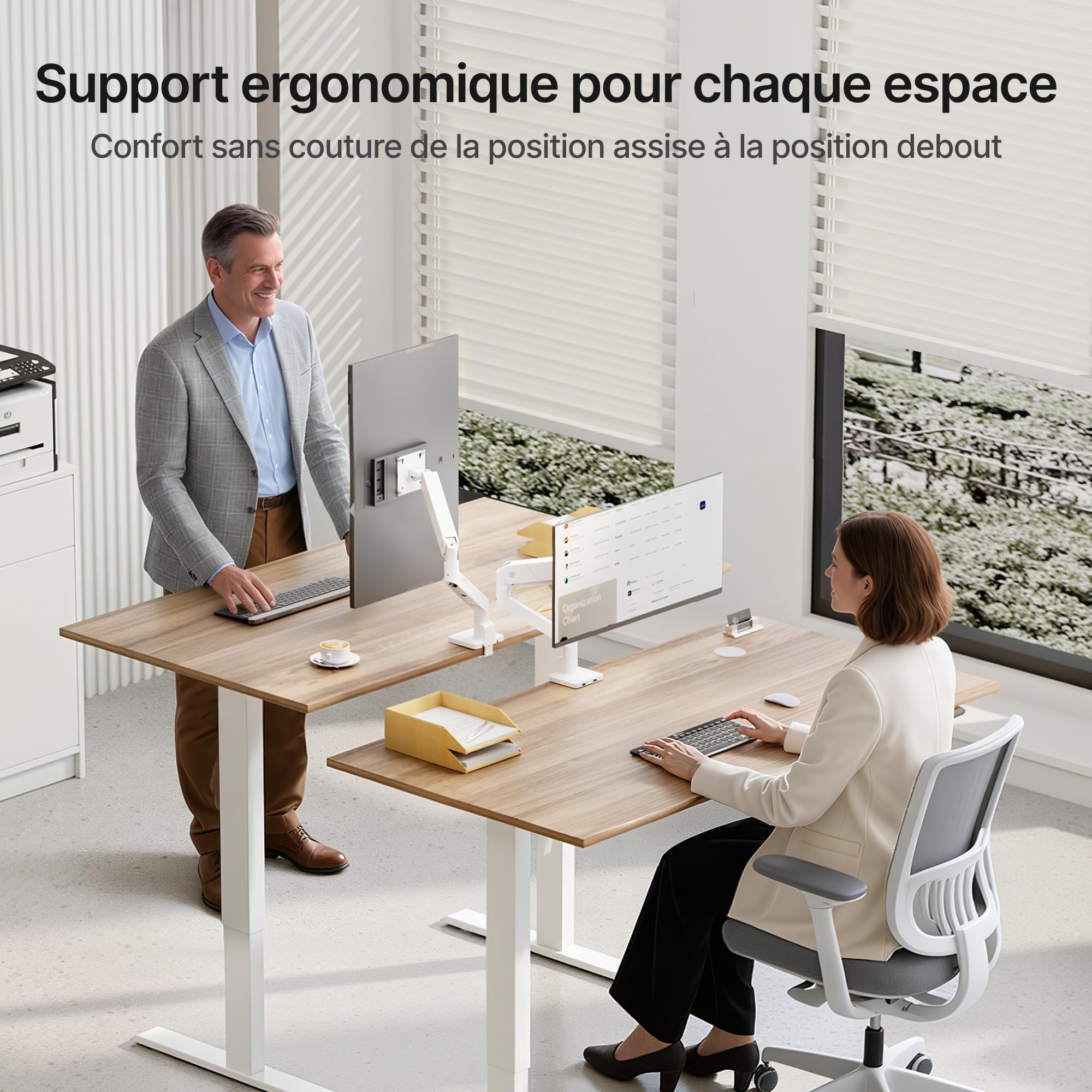 monTEK Bras Ecran PC Blanc avec Port USB pour 17-45", VESA 75/100mm