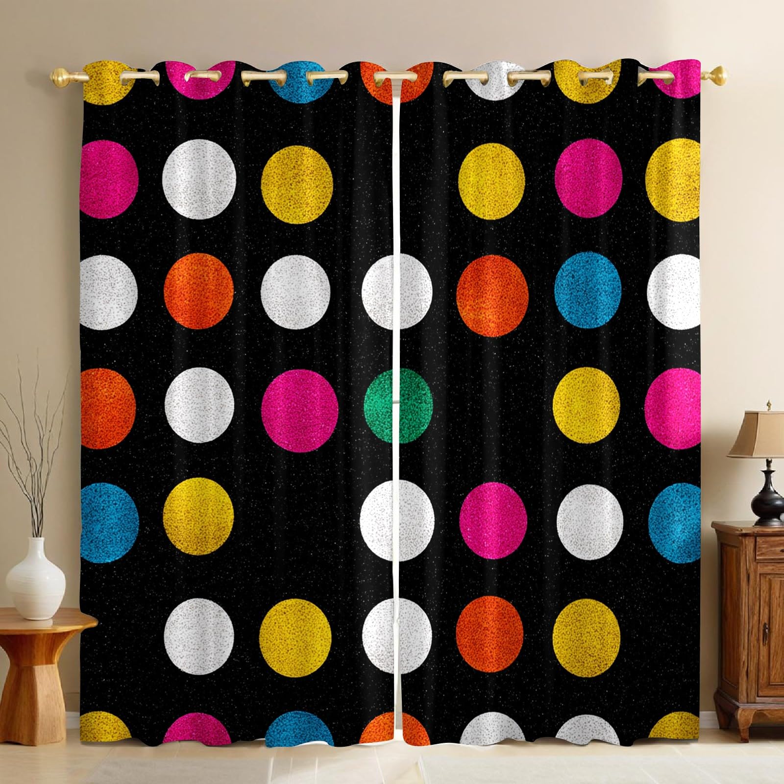 Rideaux occultants 2 pièces 140x245 cm à motif géométrique circulaire pour la chambre