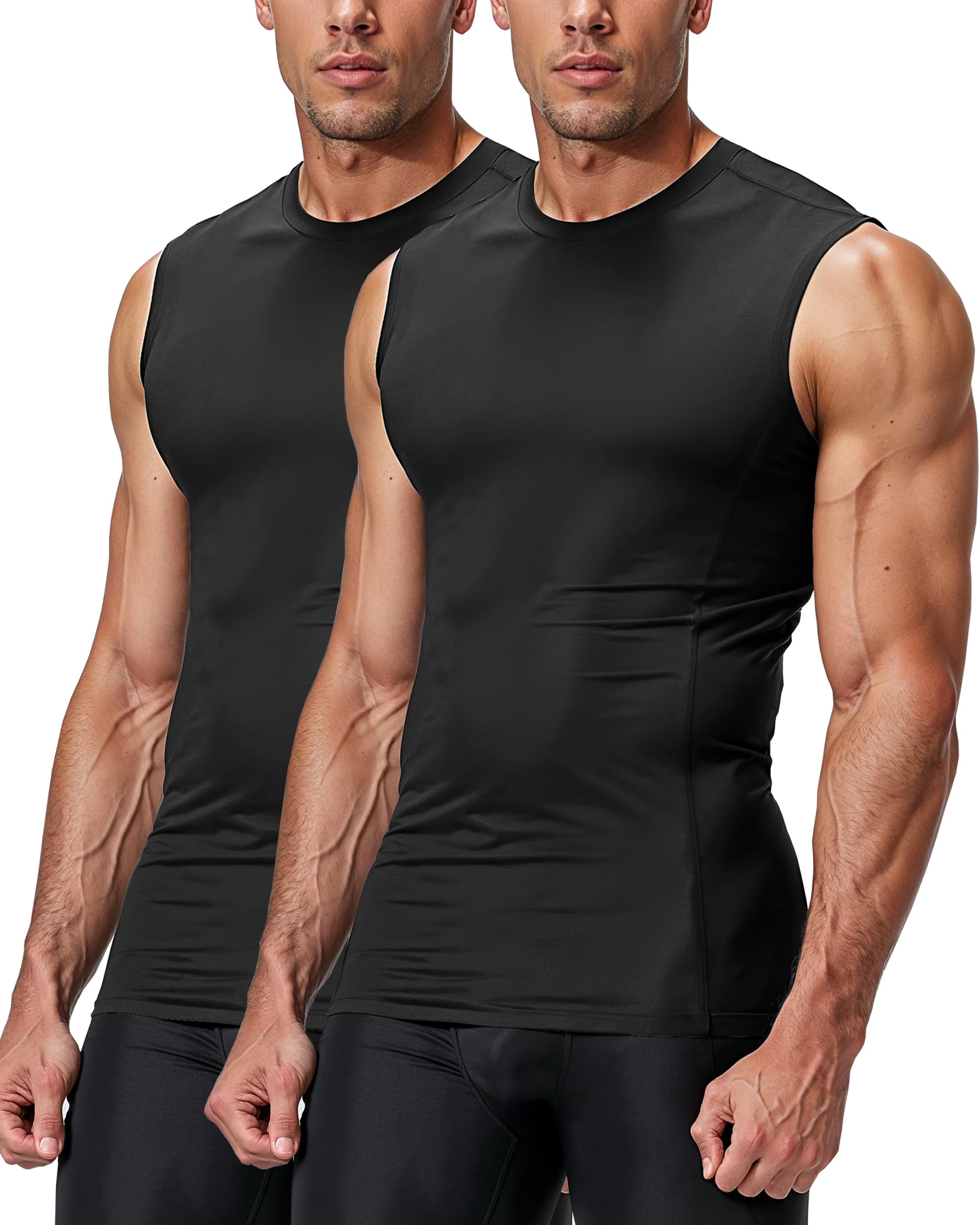DRSKIN 4, 3, 2 Pack Men's Compression Shirts Sleeveless Tank Top Athletic Sports Workout Running Base Layer Active