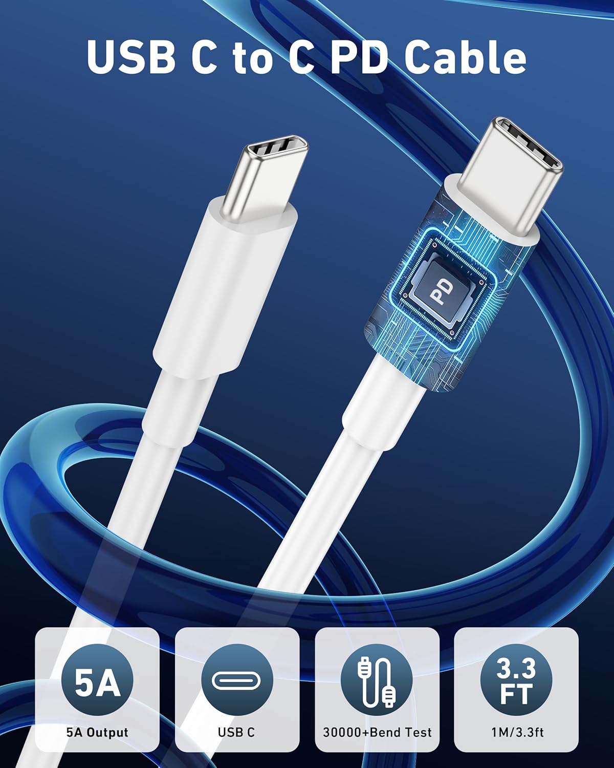 67W 3-Port Super Fast Type C Car Charger USB C for iPhone 17/Air/16/16e/15 Pro Max, Samsung Galaxy S25 S24 S23, Pixel, Android, Car Adapter Accessories for Men Women   3FT USB-C Cable Silver