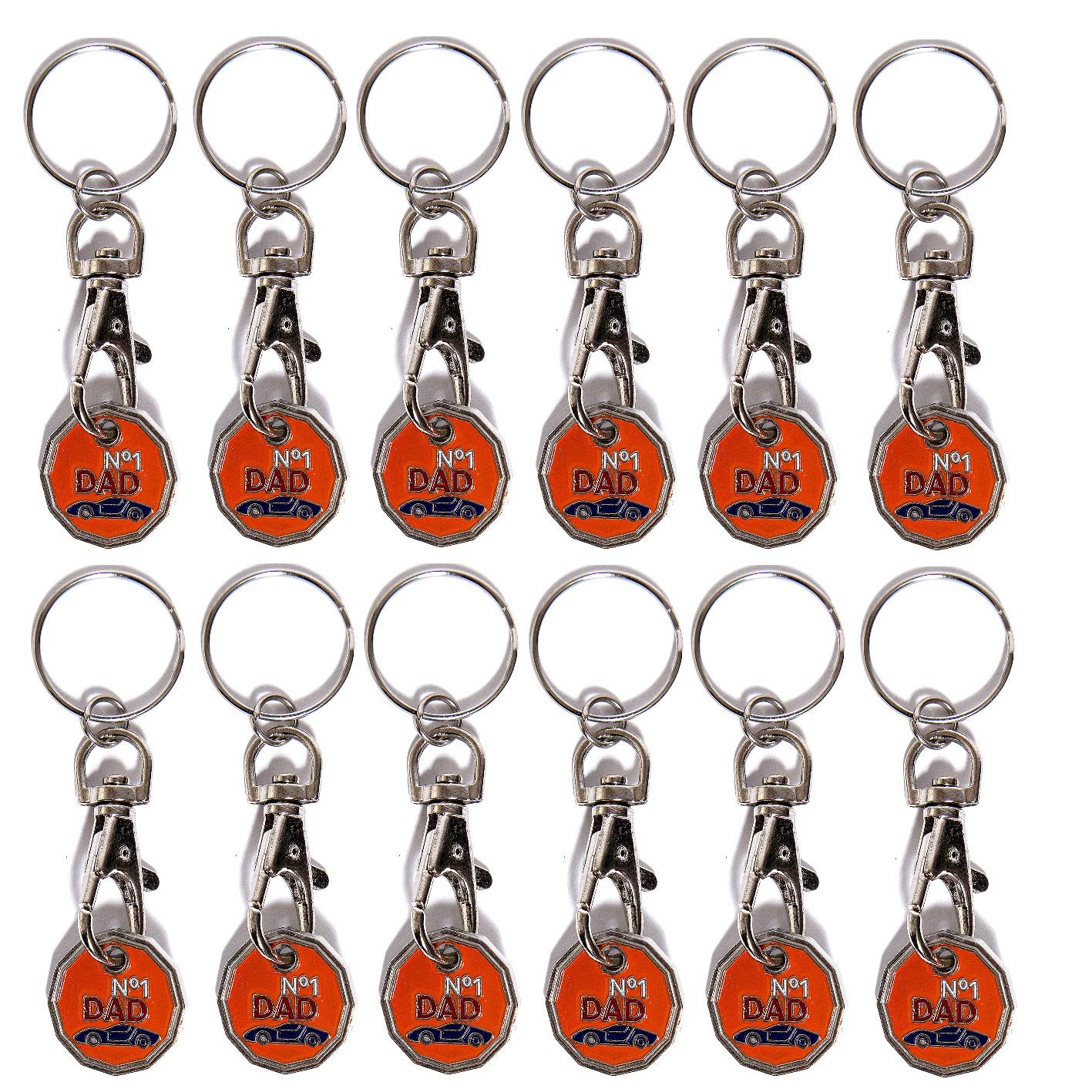 UK PhoenixPack of 12 x Shopping Trolley £1 Token Coin Keyring for Shop Trolley Locker etc - NEW £1 COIN 12 Edge Shape