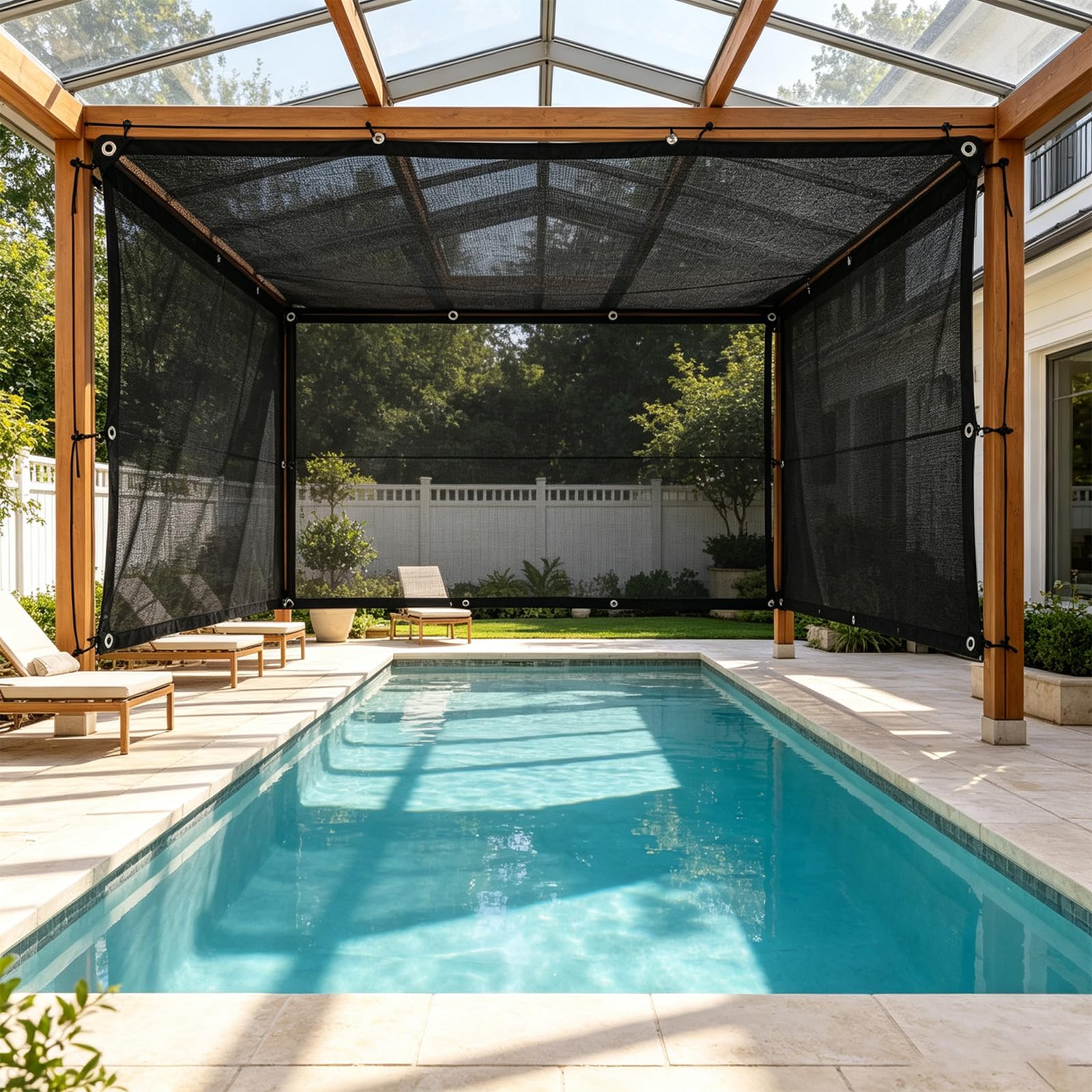 Filet d'ombrage extérieur 3x8m 80% Protection UV terrasse Jardin Balcon | Idéal pour balcon, terrasse, jardin et piscine, s'adapte à tous vos besoins d'ombrage extérieur.