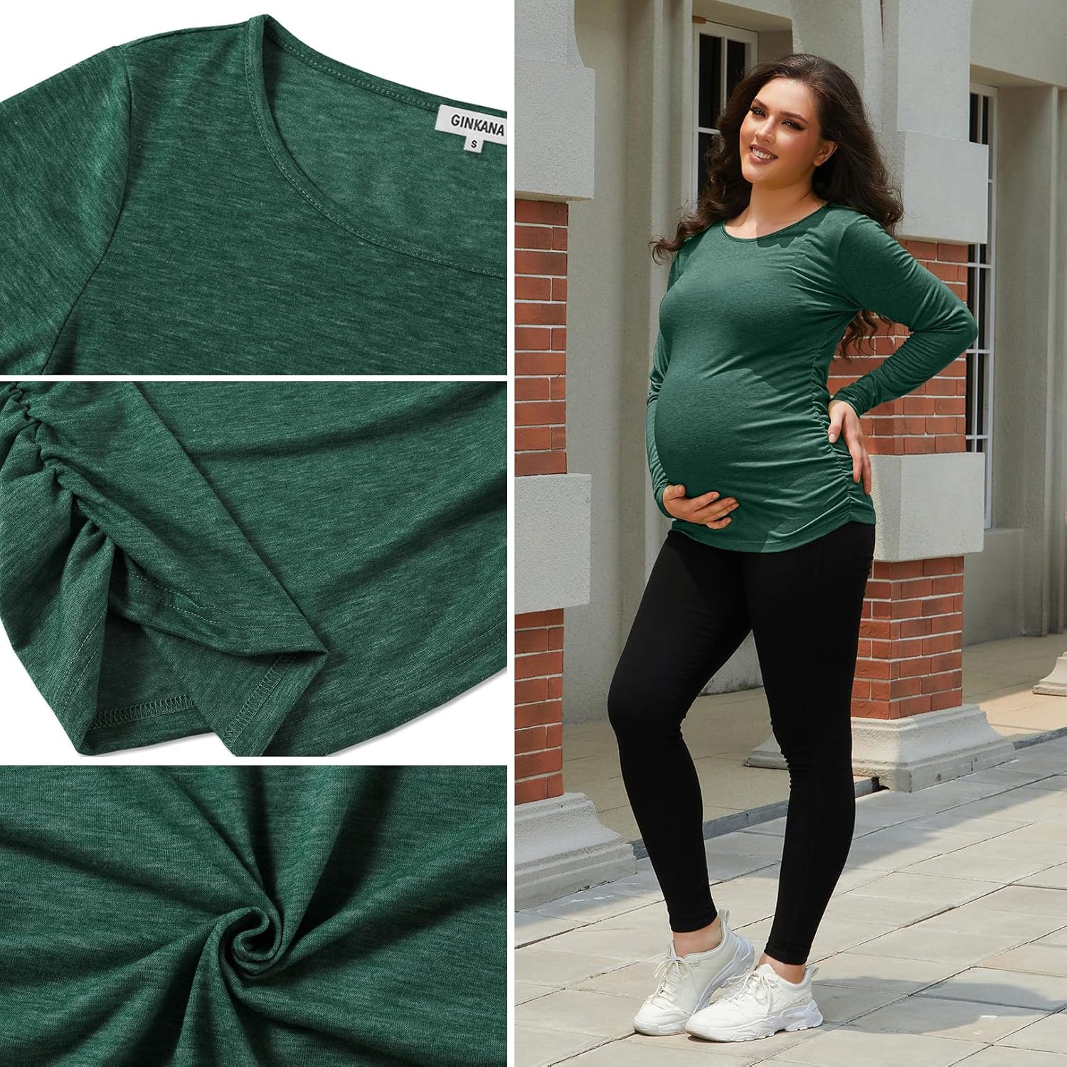 GINKANA Women's Baseball Crew Neck Flower Raglan Sleeve Maternity T-Shirt Top Pregnancy Shirt - Image 6