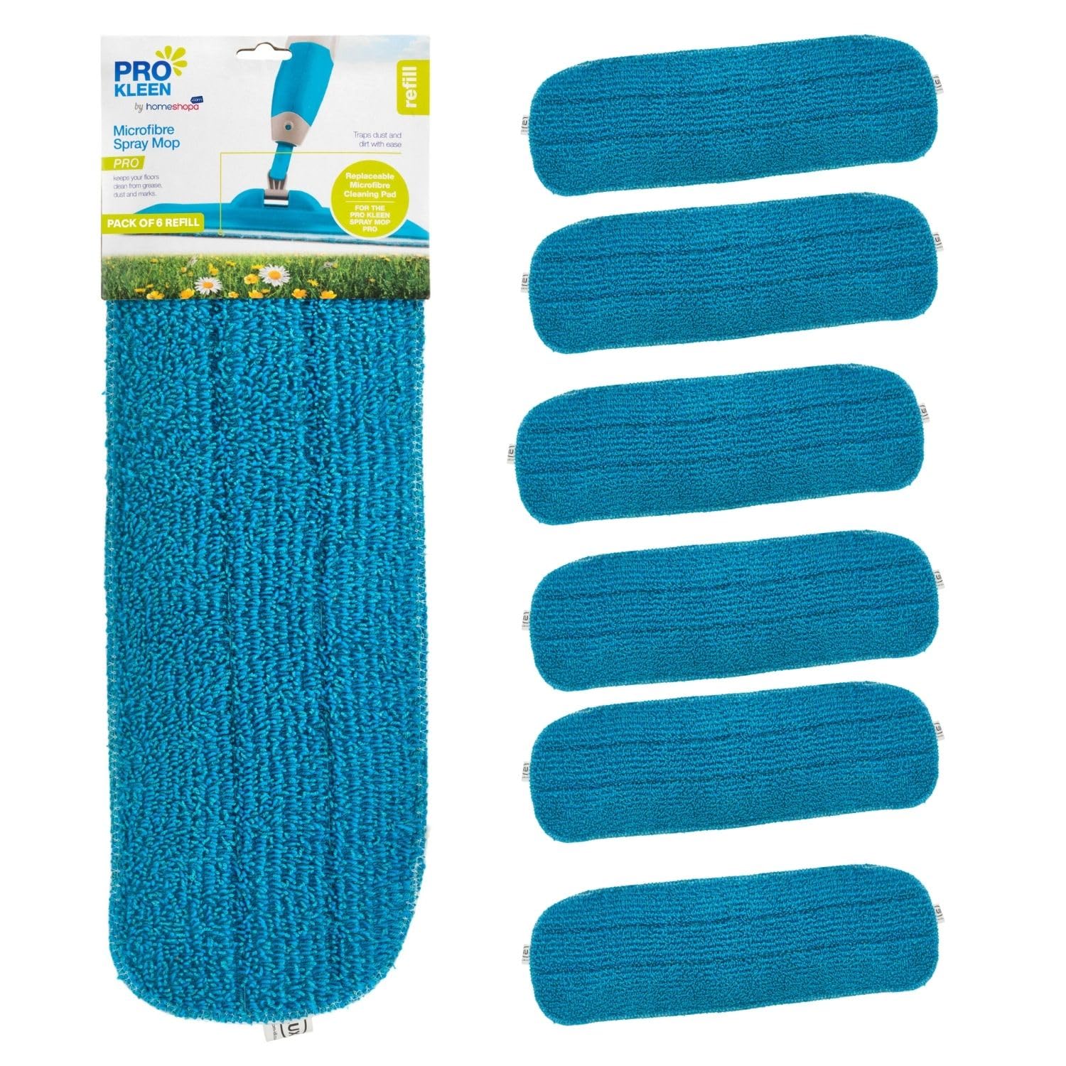 HOMESHOPA 6 Pack Microfiber Spray Mop Head Replacement Cleaning Pads, Suitable for Wet and Dry & Reveal Mops, Reusable, Easy to Clean, Machine Washable