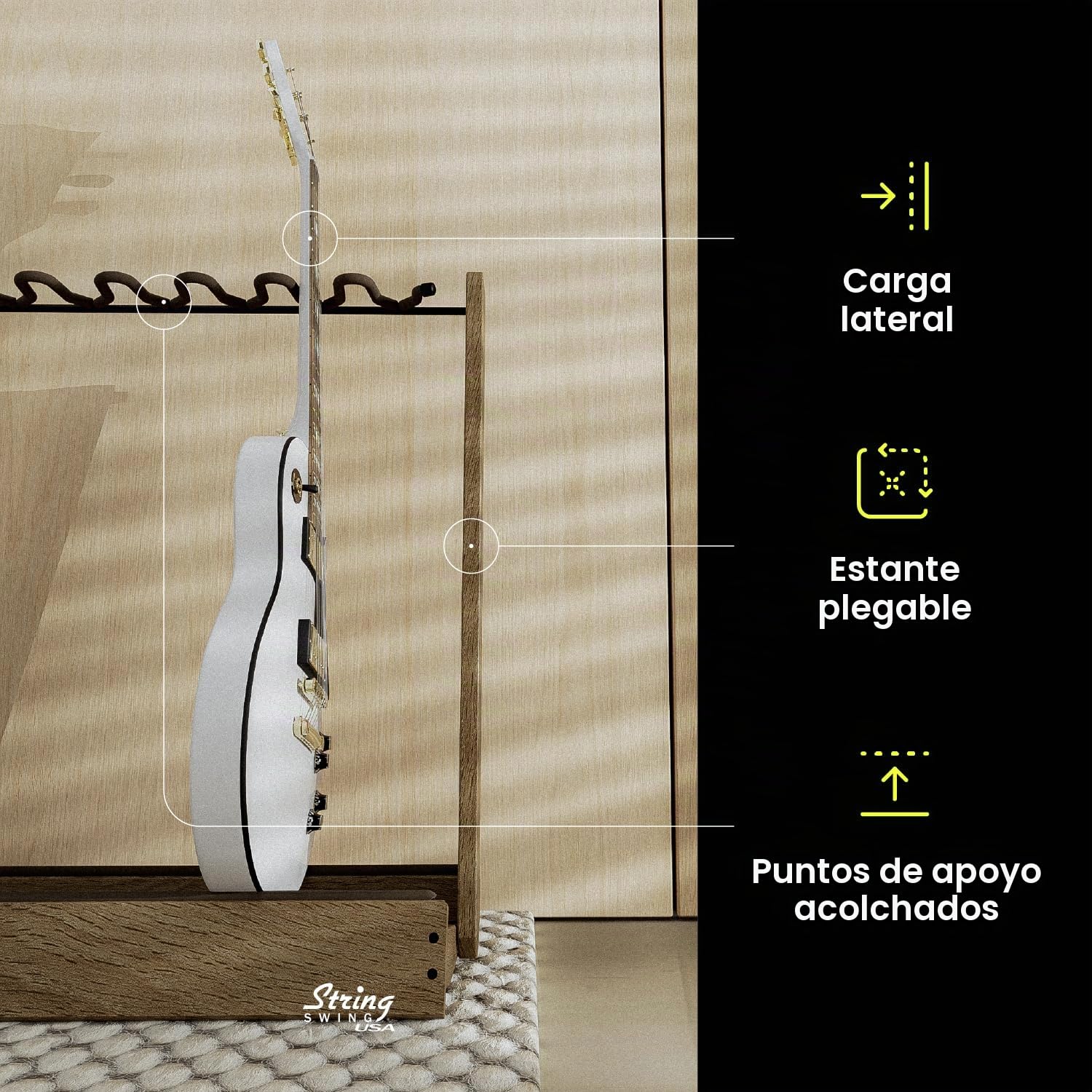 String Swing CC34 - Soporte para 6 guitarras eléctricas o bajos, o 3 guitarras acústicas, para hogar o estudio