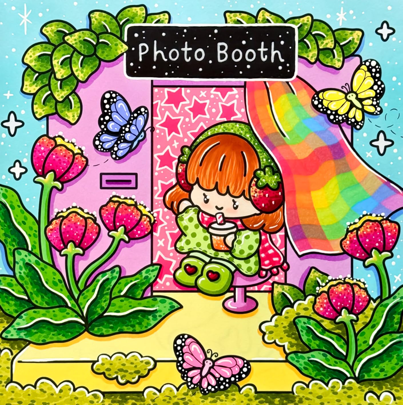 Little Cuties: Spring Kawaii Girls Coloring Book: Cute and Cozy Coloring Scenes for Kids and Adults - Preview 2