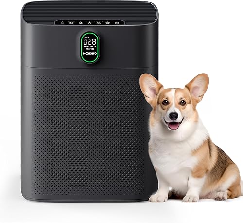 MORENTO Purificadores de aire para el hogar, habitación grande de hasta 1076 pies cuadrados con pantalla PM 2.5, sensor de calidad del aire para