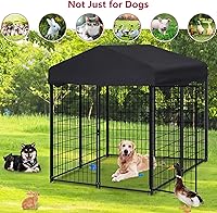 Vista 7 de Caseta para perros al aire libre con techo para perros medianos, con cubierta impermeable resistente a los rayos UV, perrera grande para perros