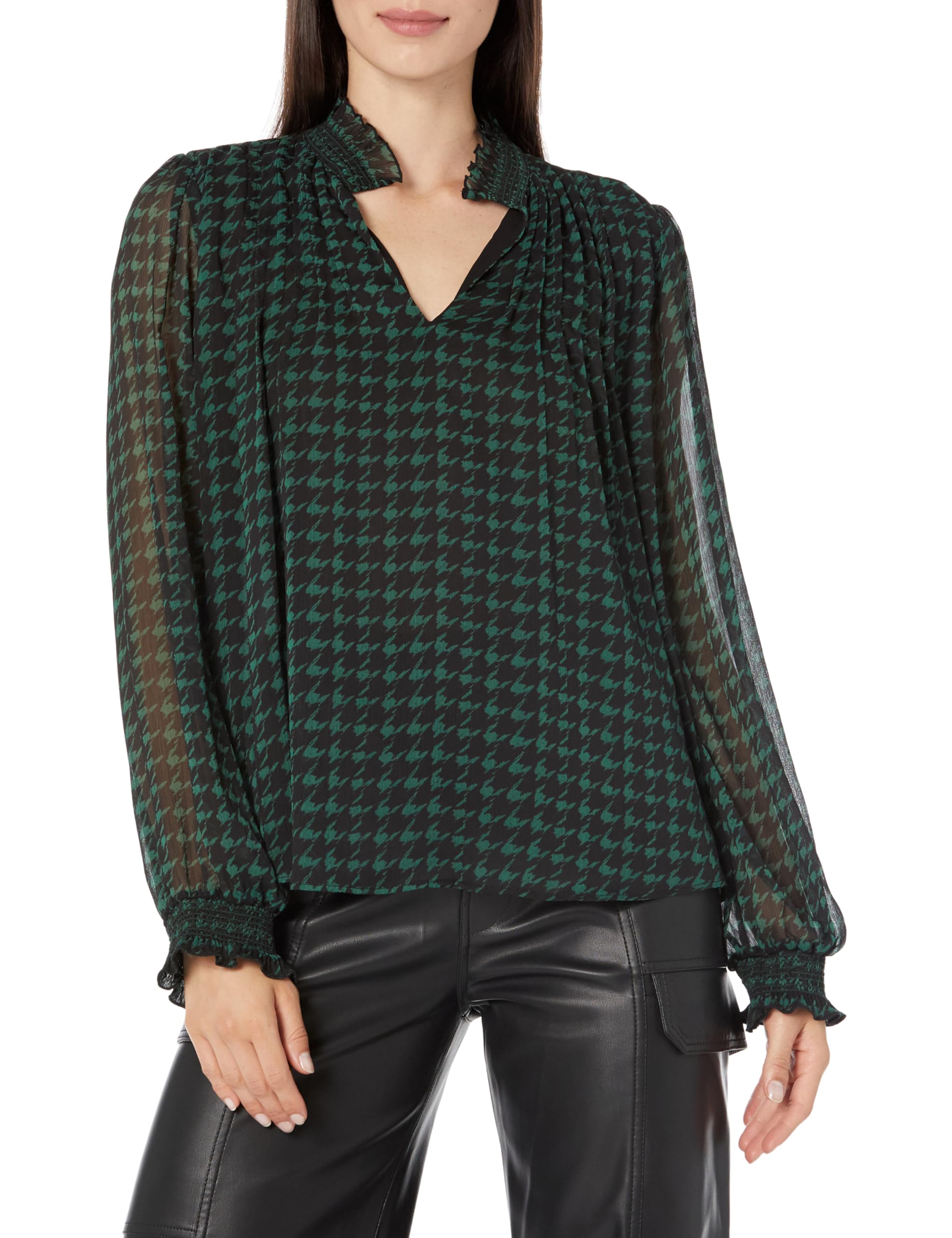 Karl Lagerfeld Paris L3hah560-et0-xs koszula damska, czarna/Deep Forest, rozmiar X-Klein, Czarny/Deep Forest, XS