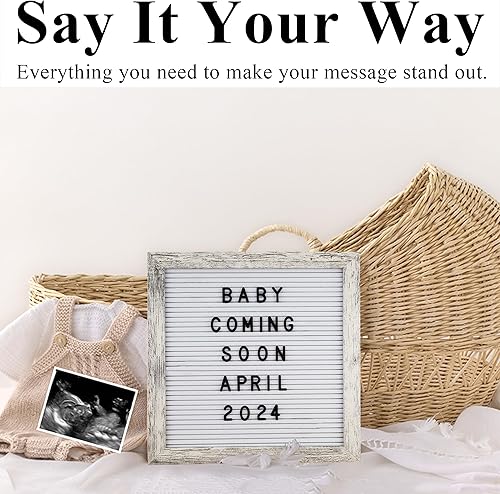 Miniatura 4 de C Crystal Lemon - Tablero de fieltro para letras, 10 x 10 pulgadas, tablero de madera para mensajes intercambiables, marco de madera, montaje en