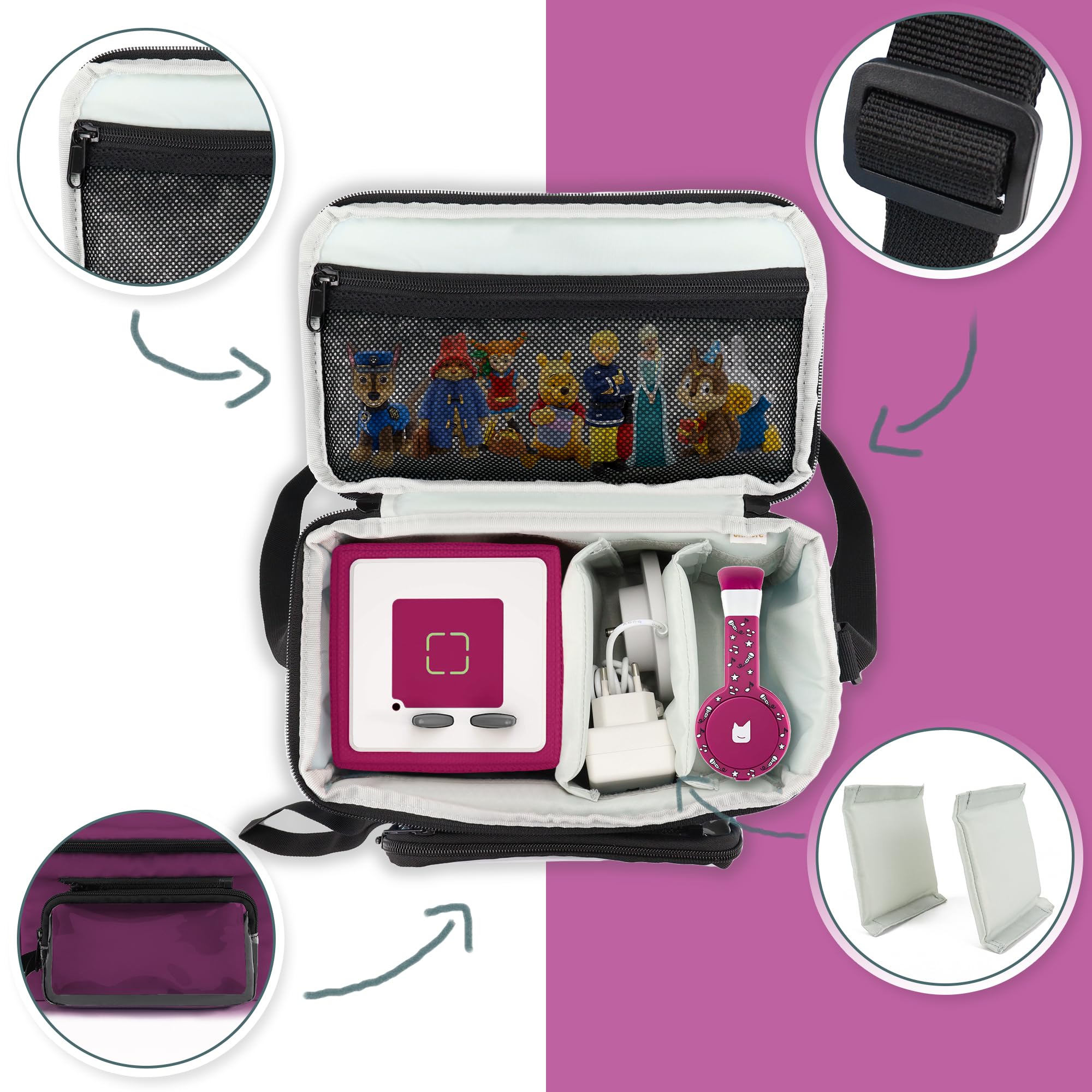 Annmore Carry Bag for Toniebox and Characters Compatible with Yoto Player and Cards, Holder for Audio Player and Accessories (Purple) - Image 2