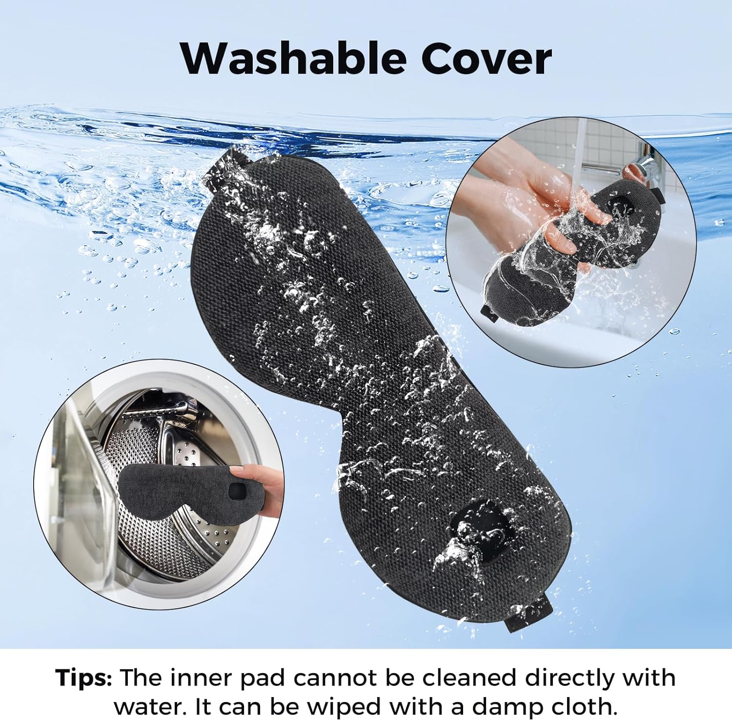 Heated Eye Mask for Dry Eyes, Cordless Warm Eye Compress, 4 Heat Levels, 4-Level Timing, 1000mAh Rechargeable, Blepharitis, Styes, Washable Cover, Travel, Gifts for Family(Black) - Image 7