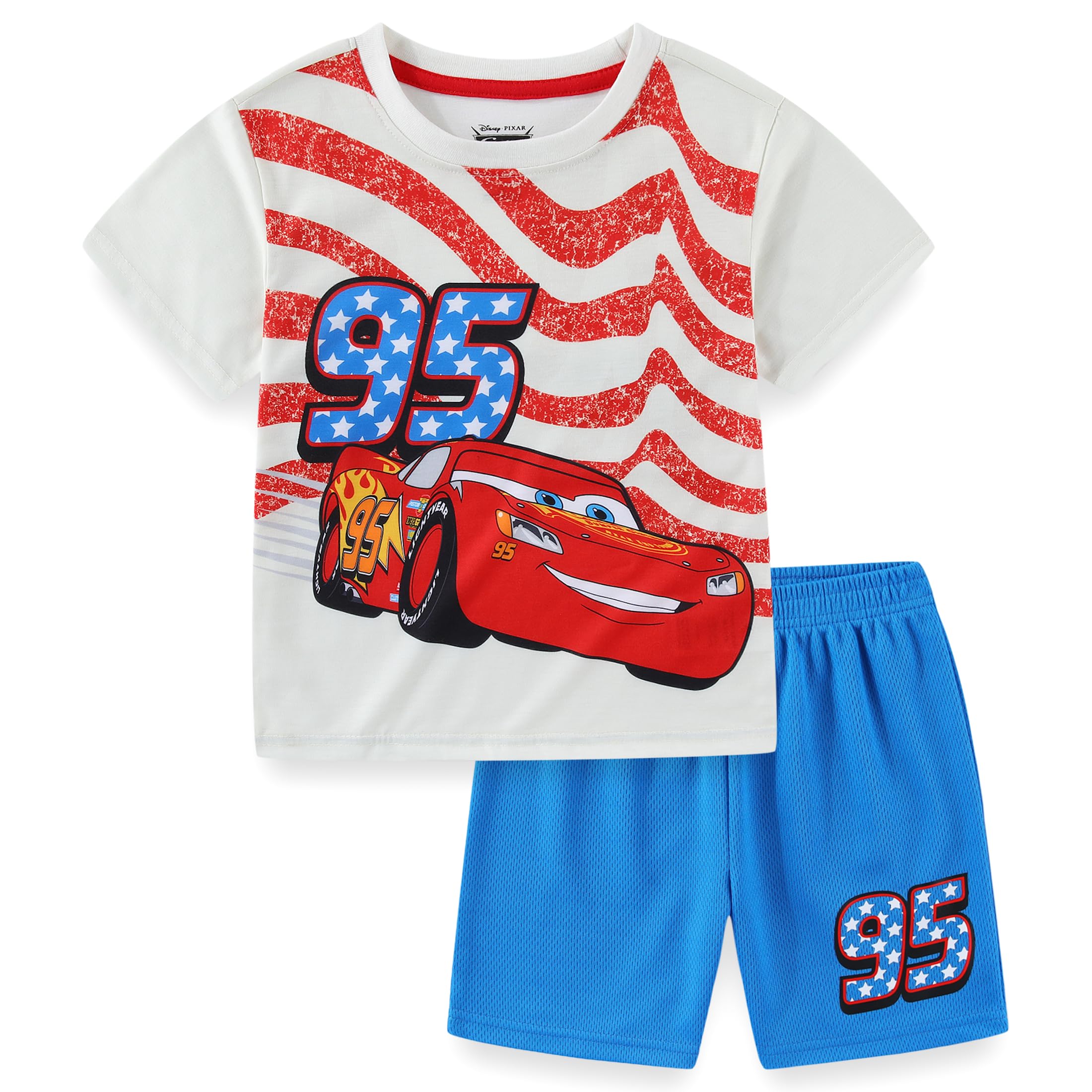 Disney Cars Flash McQueen Active Mesh - Maglietta a maniche corte per bambini e bambini