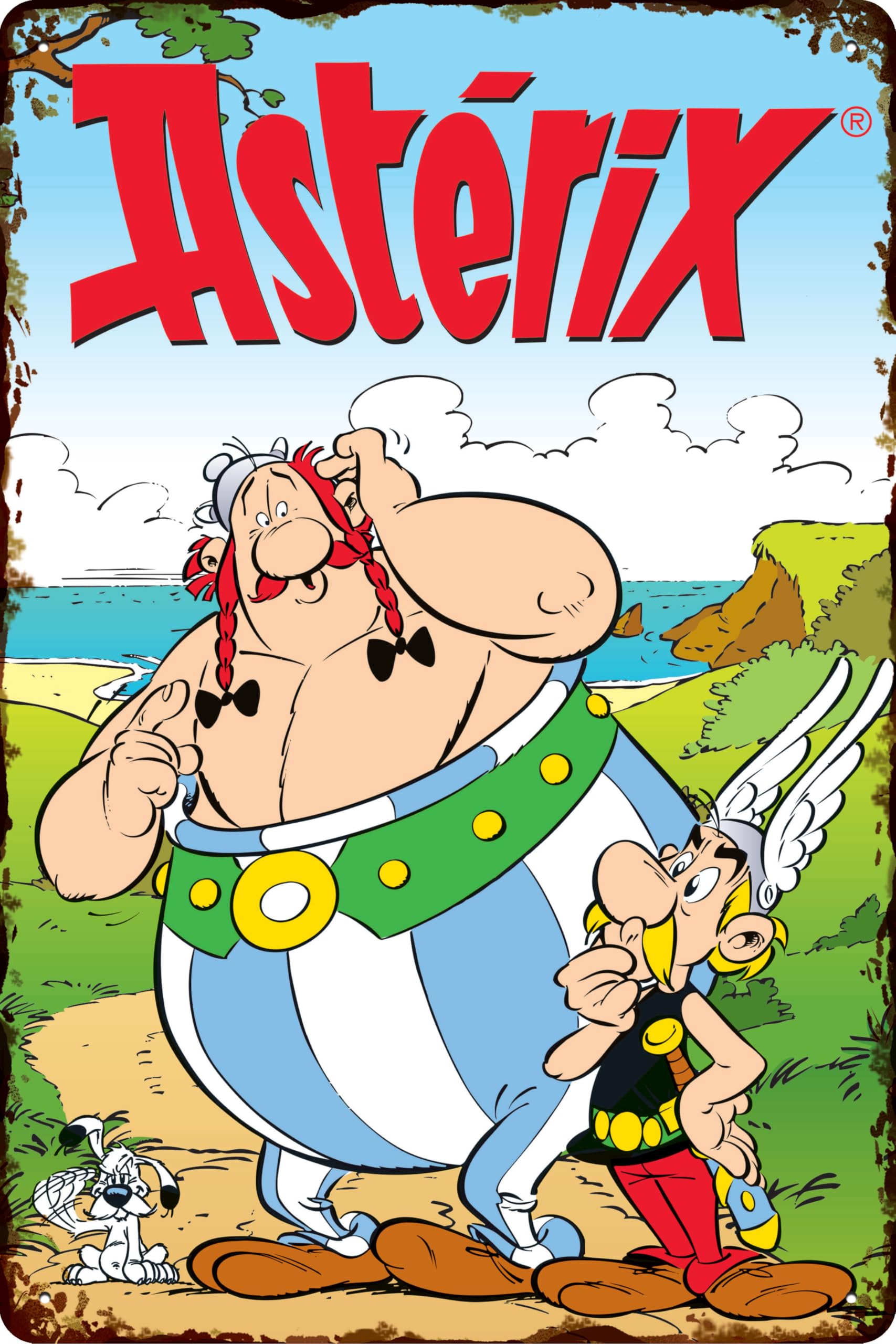 LUCKYLINDE - Retro Blechschild, ASTERIX und OBELIX, französiche kult Comic Serie, Deko Schild, 20 x 30 cm (Asterix und Obelix suchen den Weg)