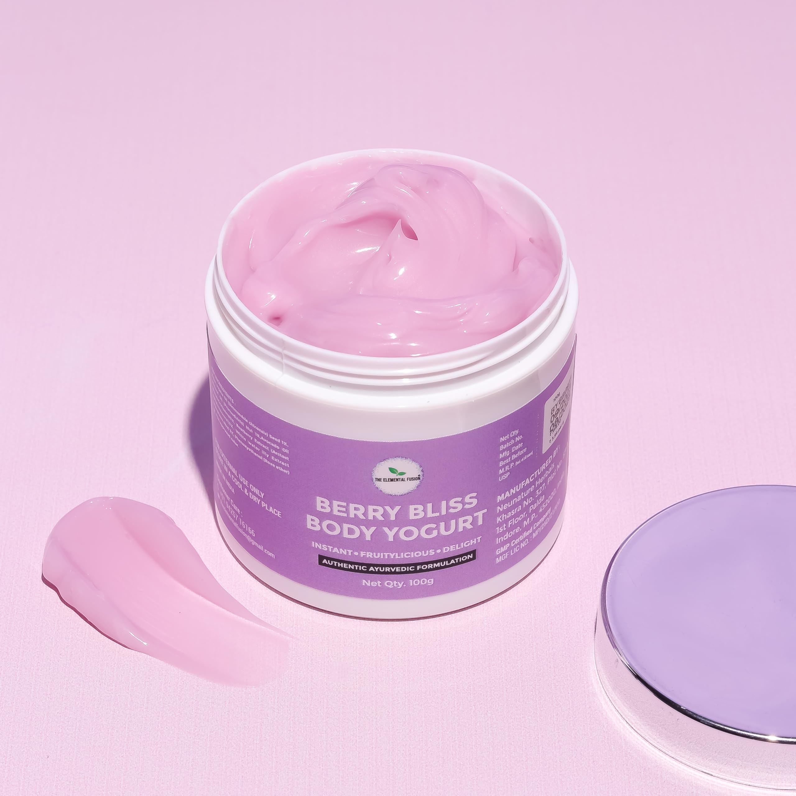 Berry Bliss Body Yogurt - Non-Greasy | Quick Absorbing | Deep Hydration, Smooth & Supple Skin - Suitable for All Skin Types, Men & Women, 100gm-image-3