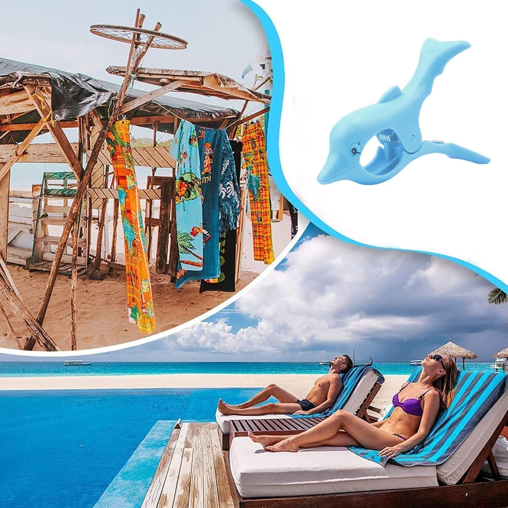 8 Clip Forti Per Asciugamani Da Spiaggia - Per Lettini, Sedie A Sdraio