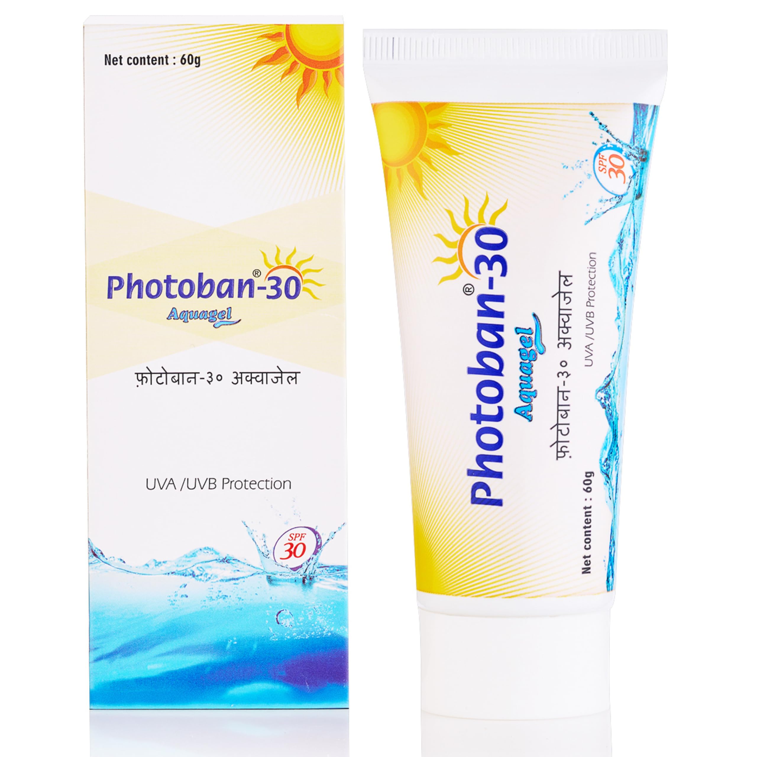 Photoban 30 Aquagel Sunscreen SPF 30 | For UVA/UVB Protection | 60 Grams
