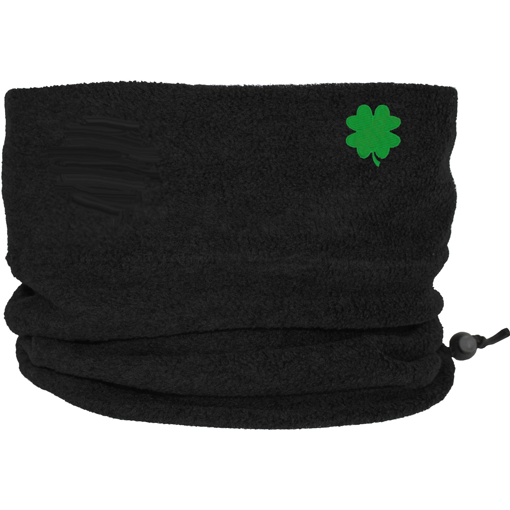 TeddyT's Men's Irish Ireland Black Thermal Fleece Sports Snood with Adjustable Toggle (Four Leaf Clover)