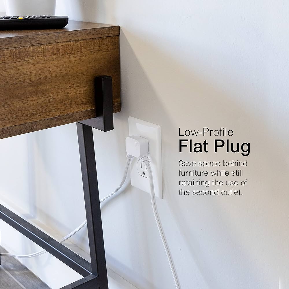 GE 12Ft Twin, Dual 6 Ft Cords, 6 Total Outlet Flat Plug