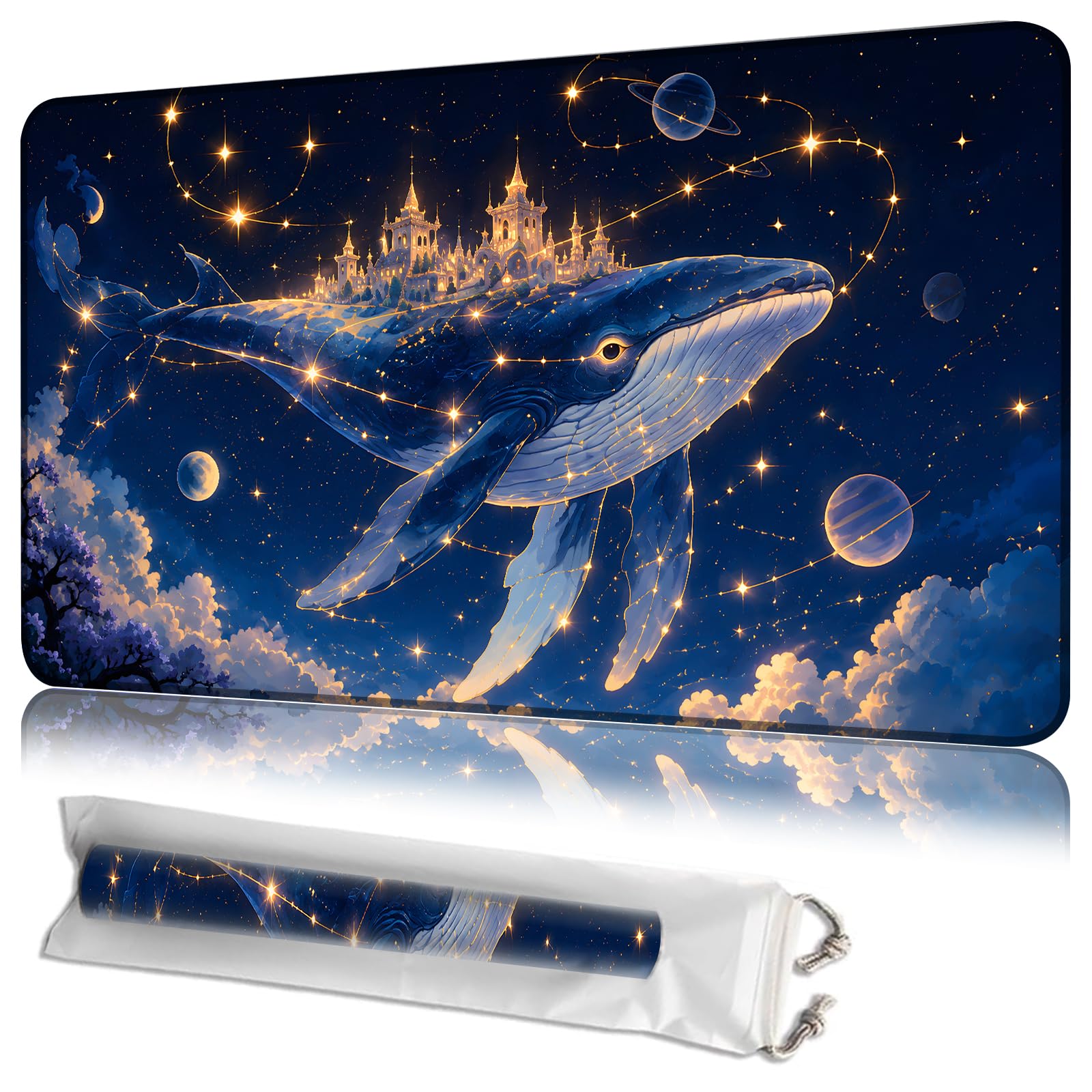 JANENFNA MTG Playmat 24 x 14 in with Storage Bag, Non-Slip Rubber Base