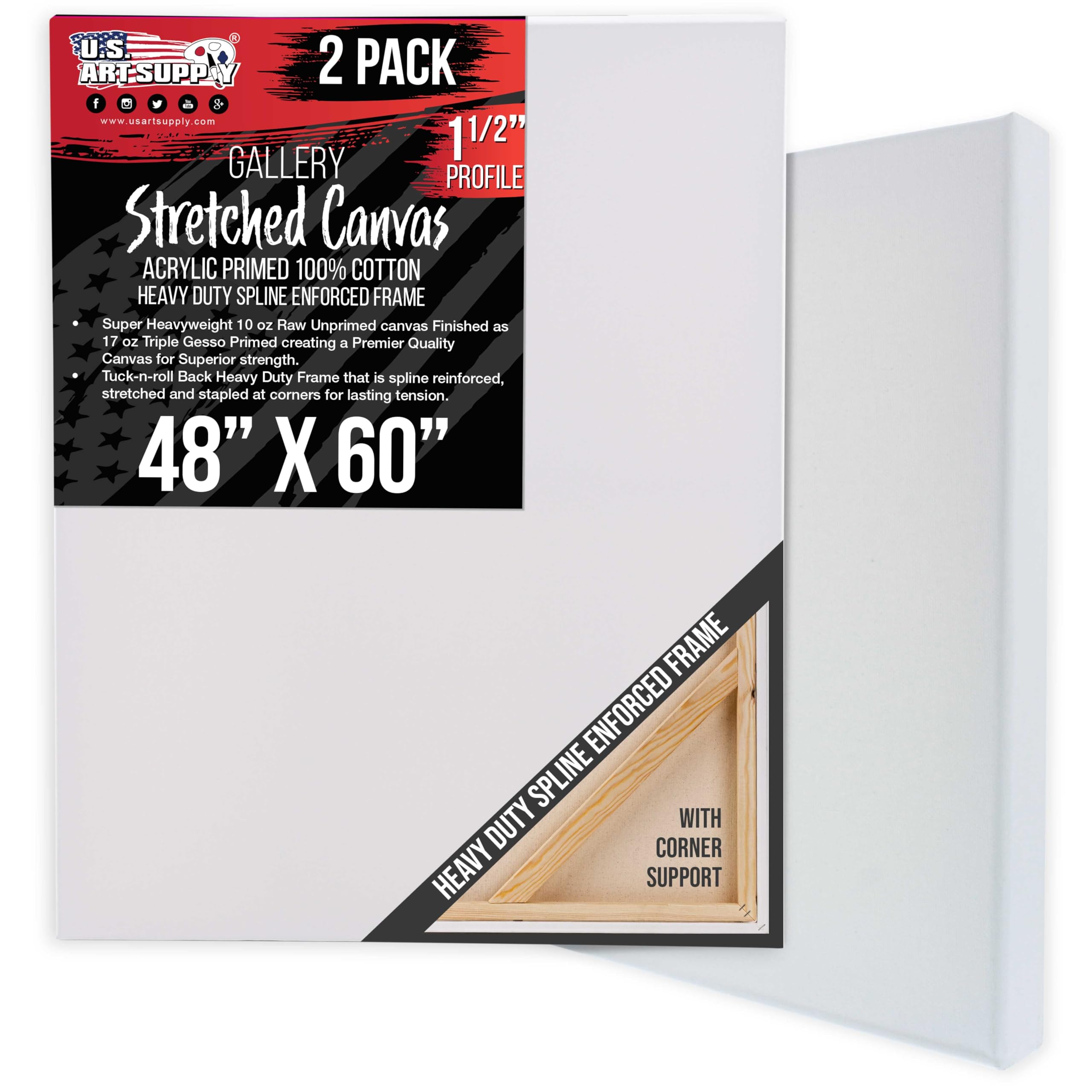 Amazon.com: U.S. Art Supply Rectangle Stretched Canvas for