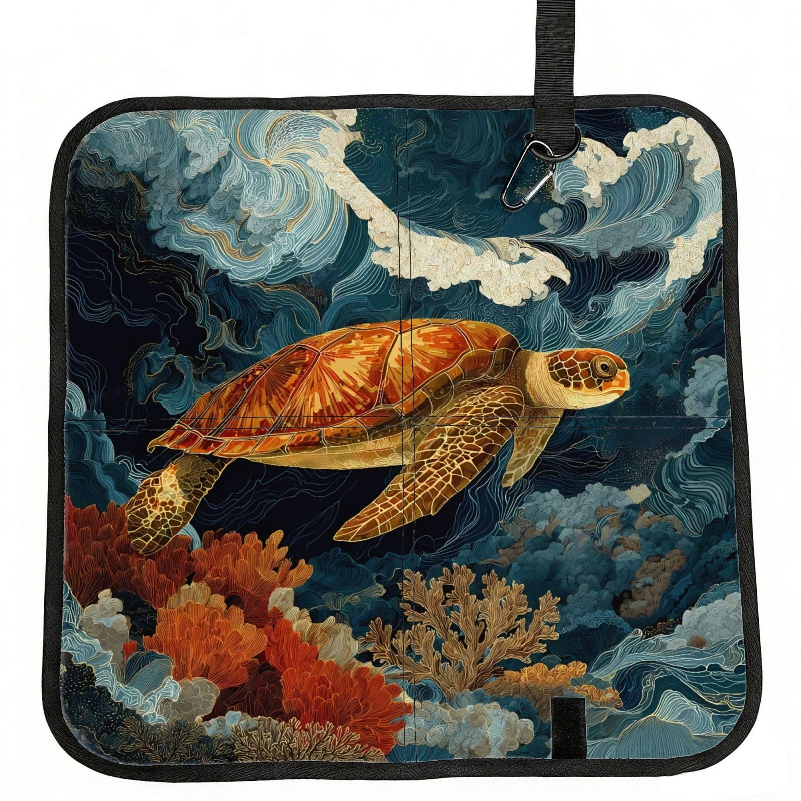 WZYCWB Brown sea turtle Foldable Seating Cushion with Carabiner - Stadium Mat for Camping, Hiking and Outdoor Activities