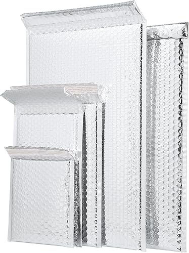 Miniatura 10 de PSBM - Sobres de burbujas rojas, 7.5 x 11 pulgadas, paquete de 250 unidades, metálico brillante, sobre acolchado de envío glamoroso, autosellado y